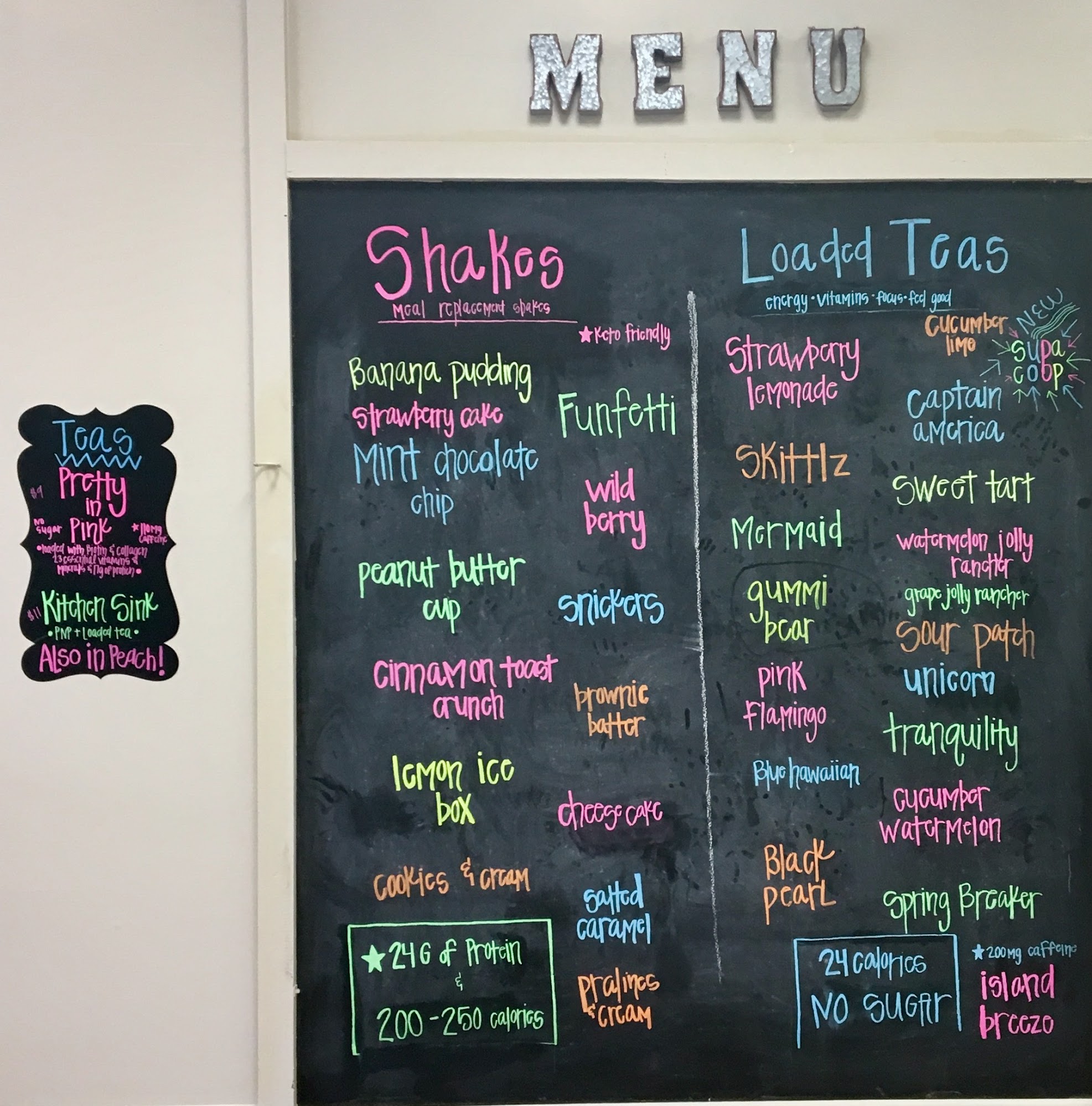 Tate Nutrition Menu