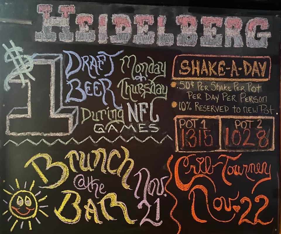 The Heidelberg Bar Casino & Liquor Store Menu