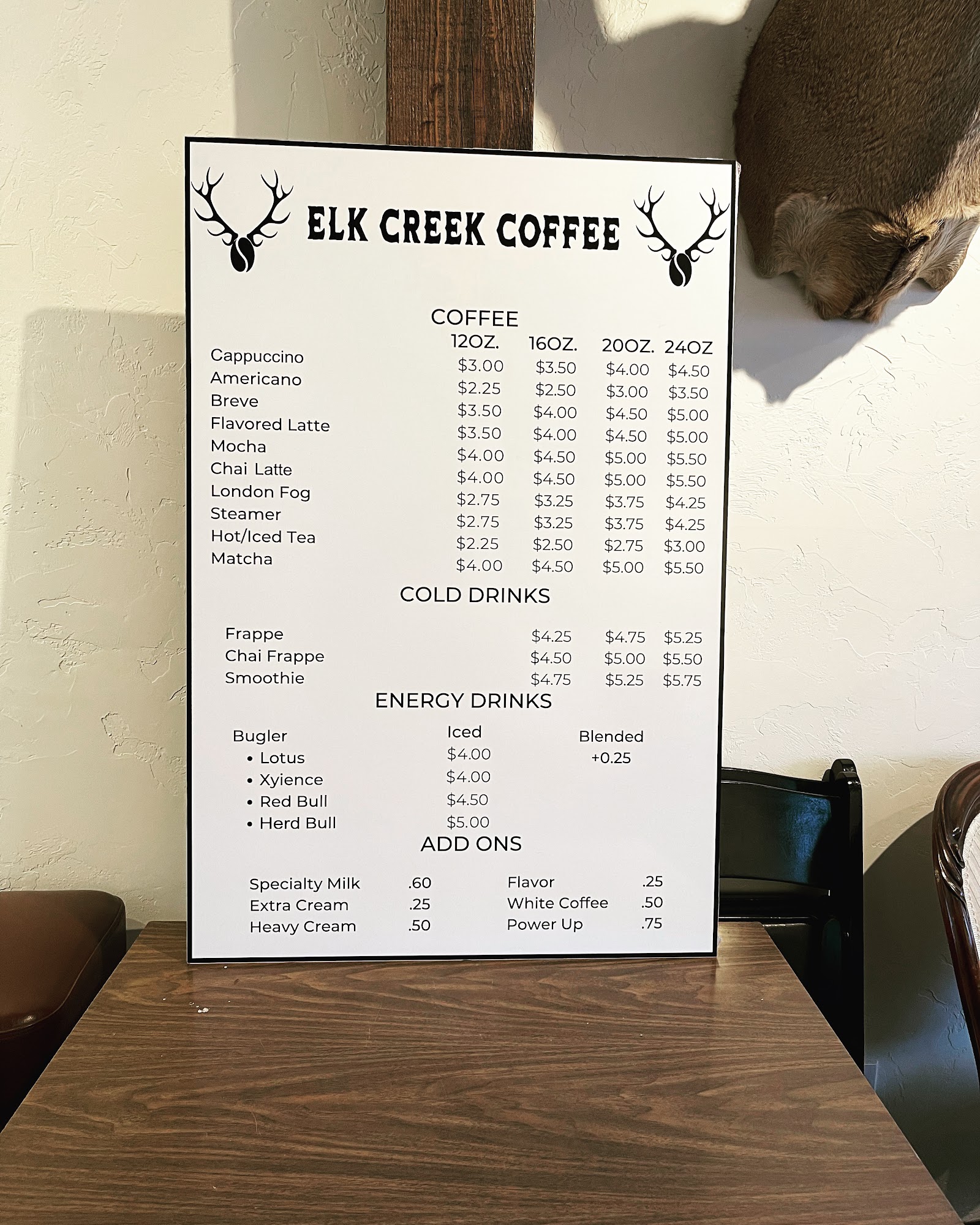 Elk Creek Coffee Menu