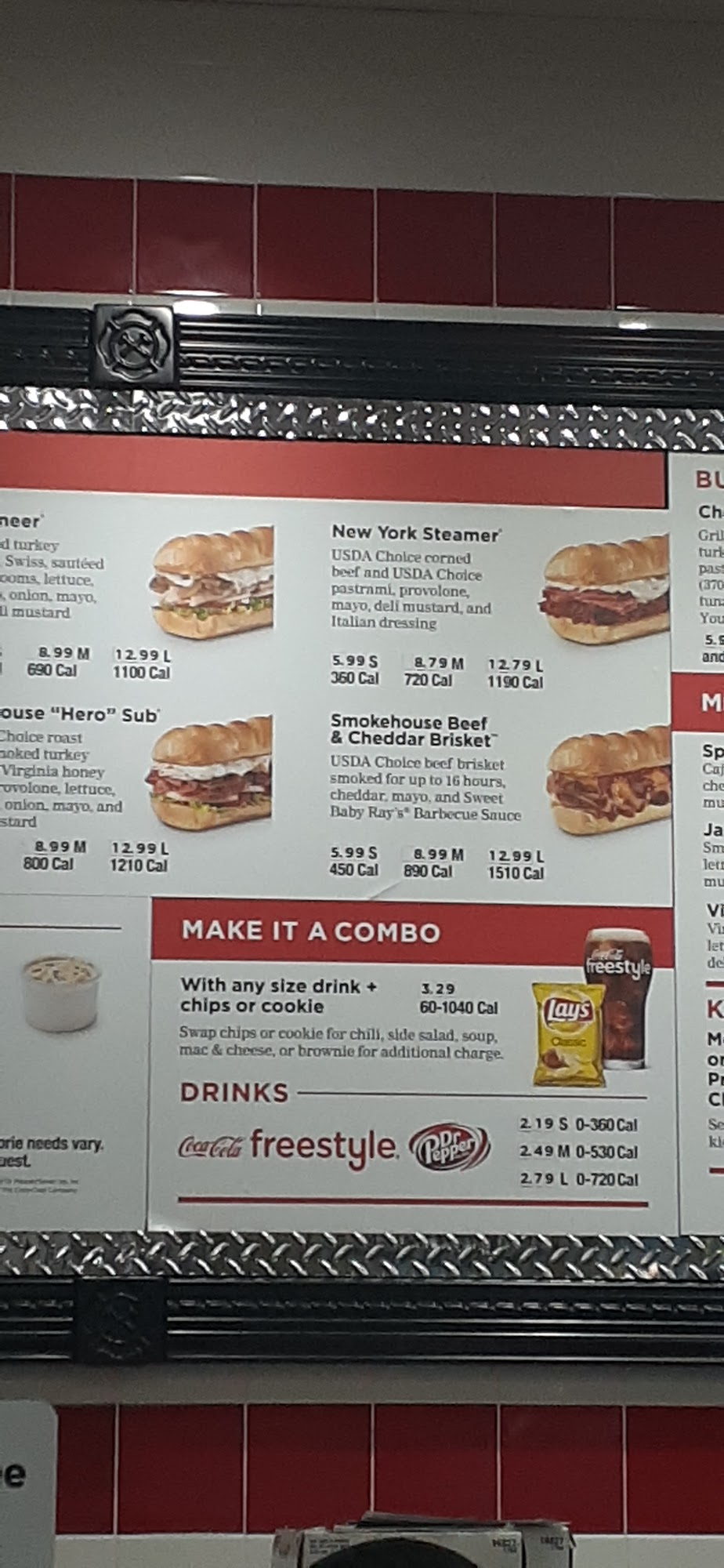 Firehouse Subs Reserve Street Menu
