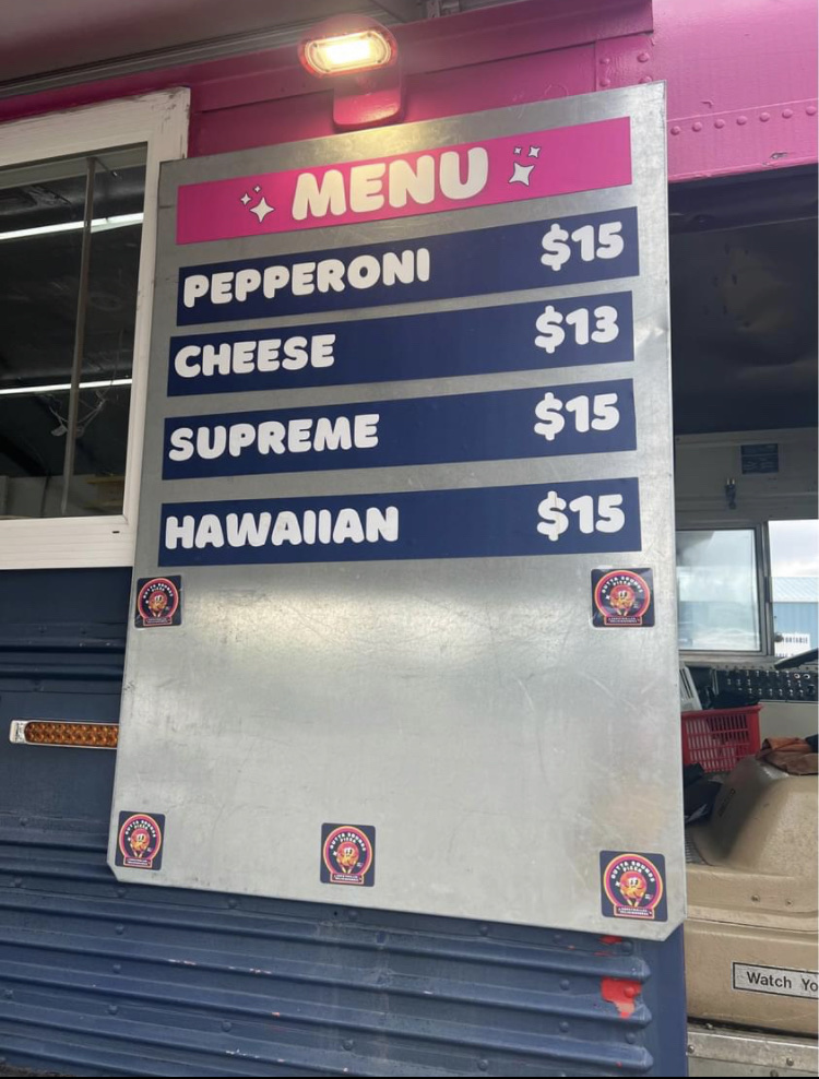 Outta Bounds Pizza Bus Menu