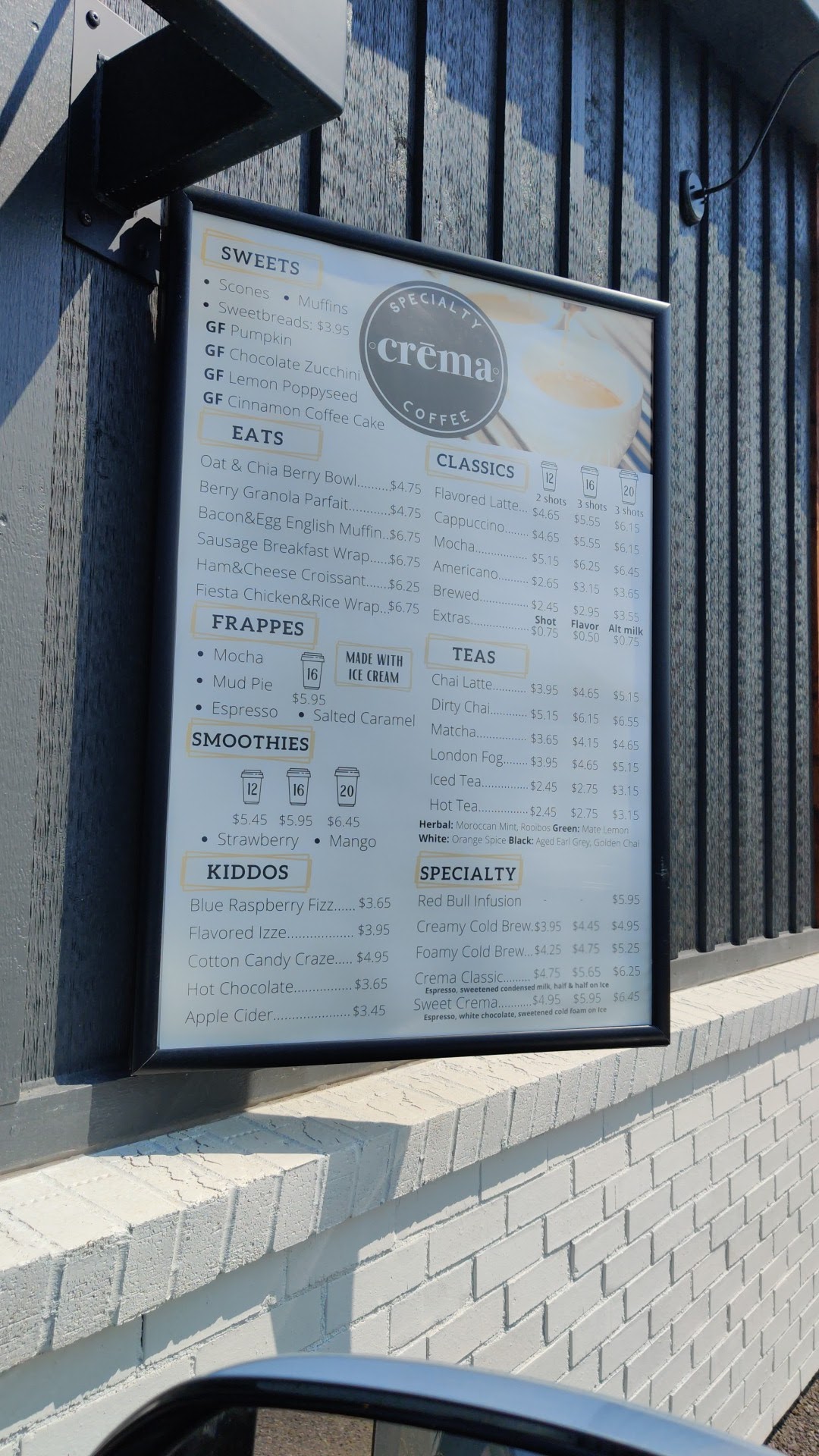 Crema Specialty Coffee Menu