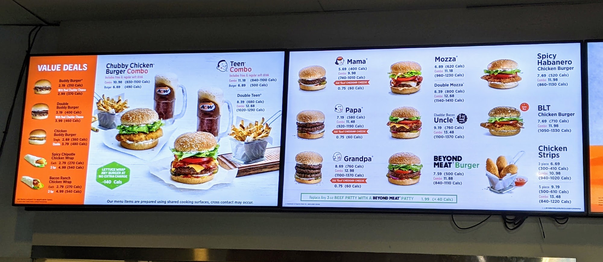 A&W Canada Menu