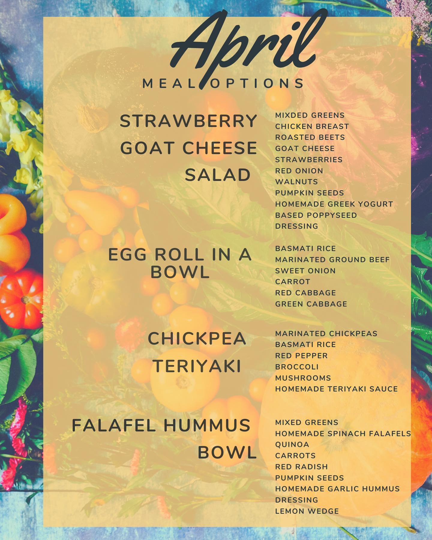 Vibrant Life - Meal Prep Service Menu