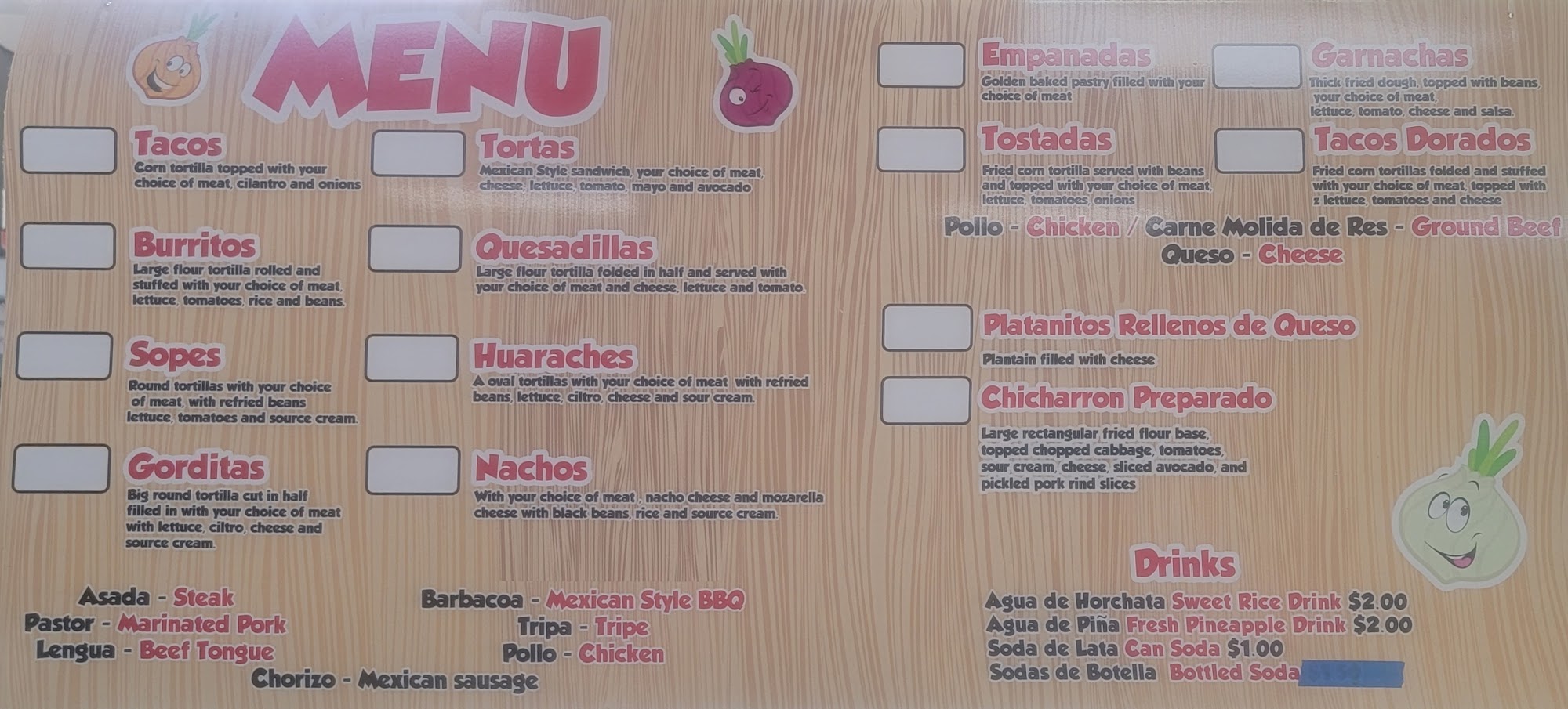 Taquería y Abarrotes las Cebollitas Menu