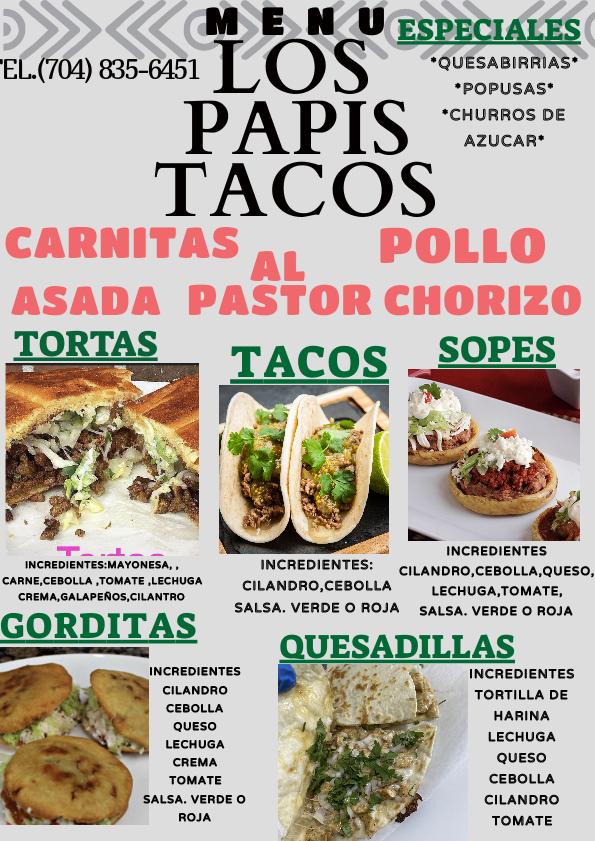 Los papis tacos Menu