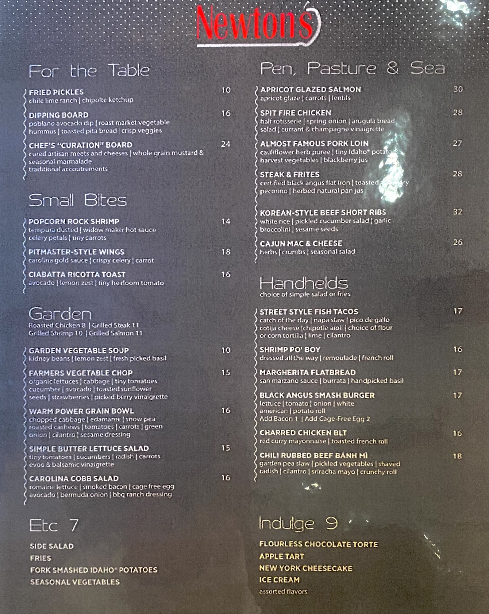 Newton's Restaurant & Lounge Menu