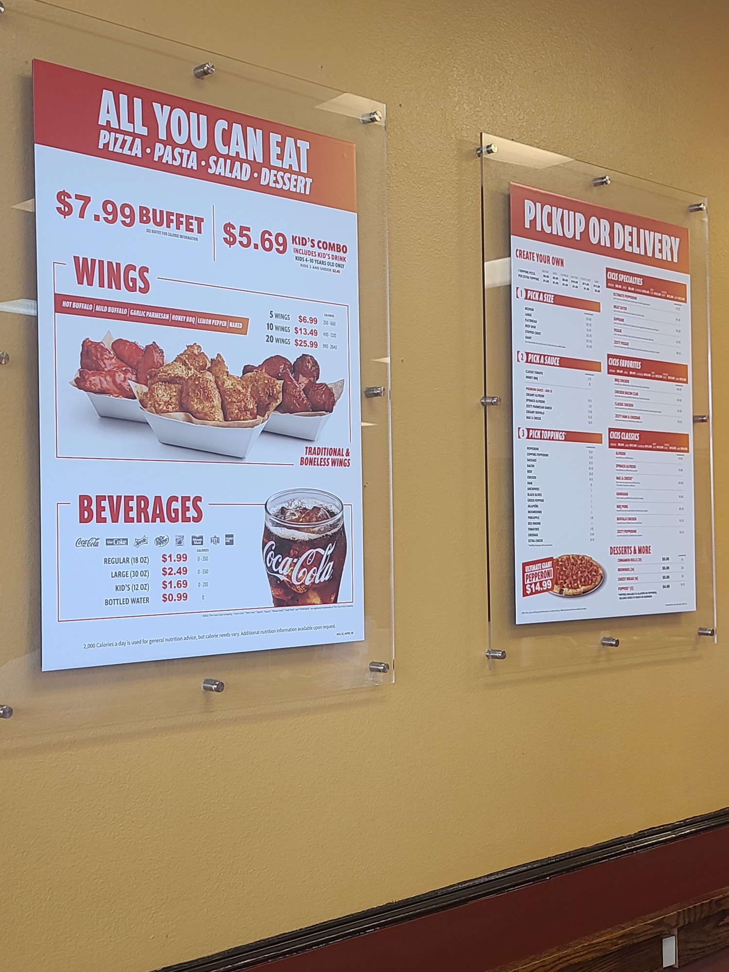 Cicis Pizza Menu