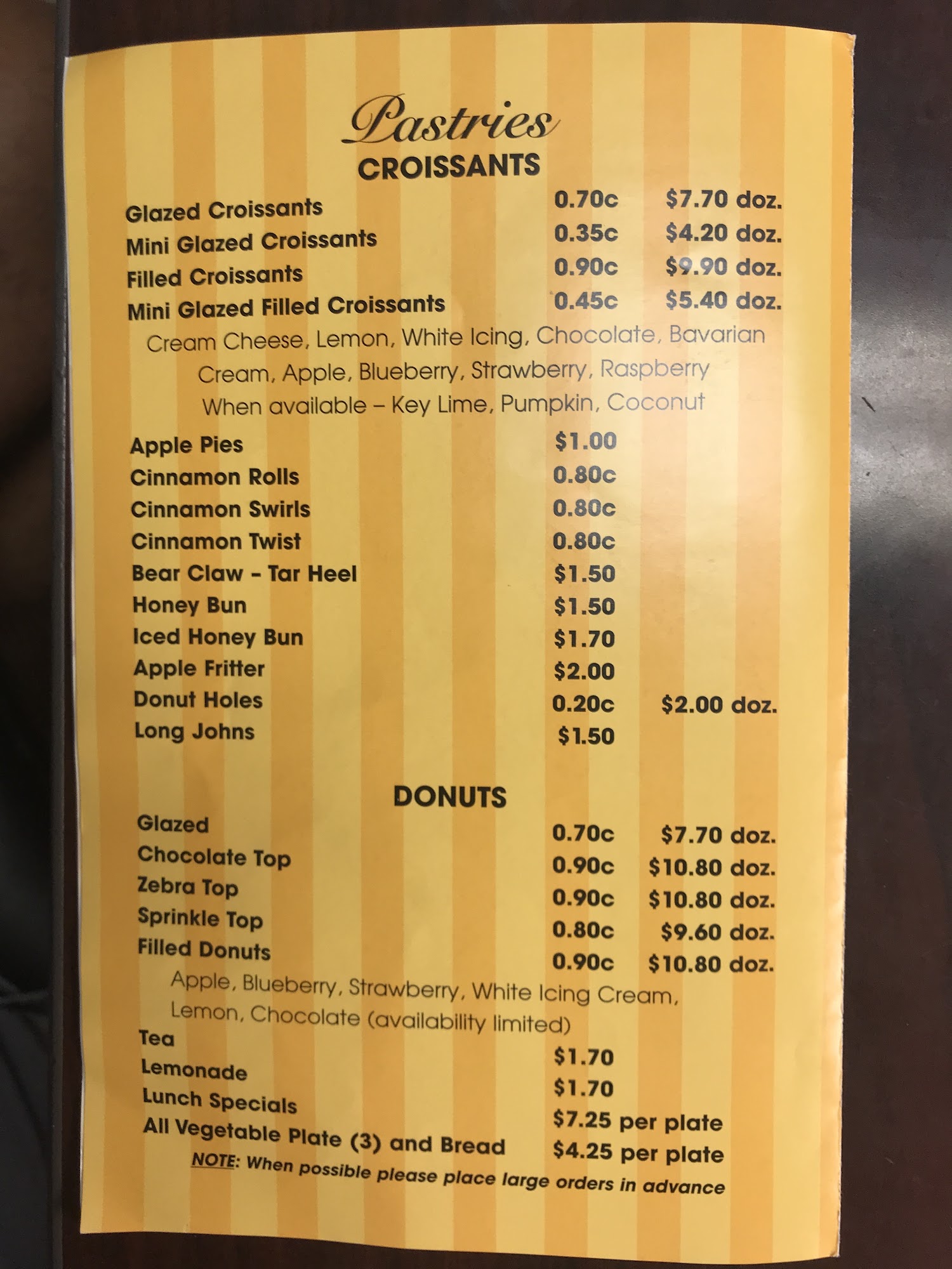 Cakes, Pastries & More Menu