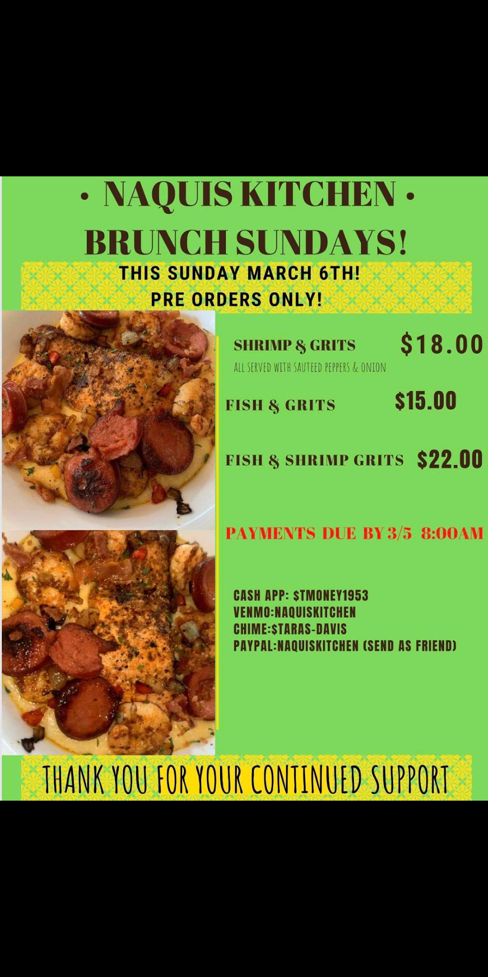 Naquis Kitchen Menu