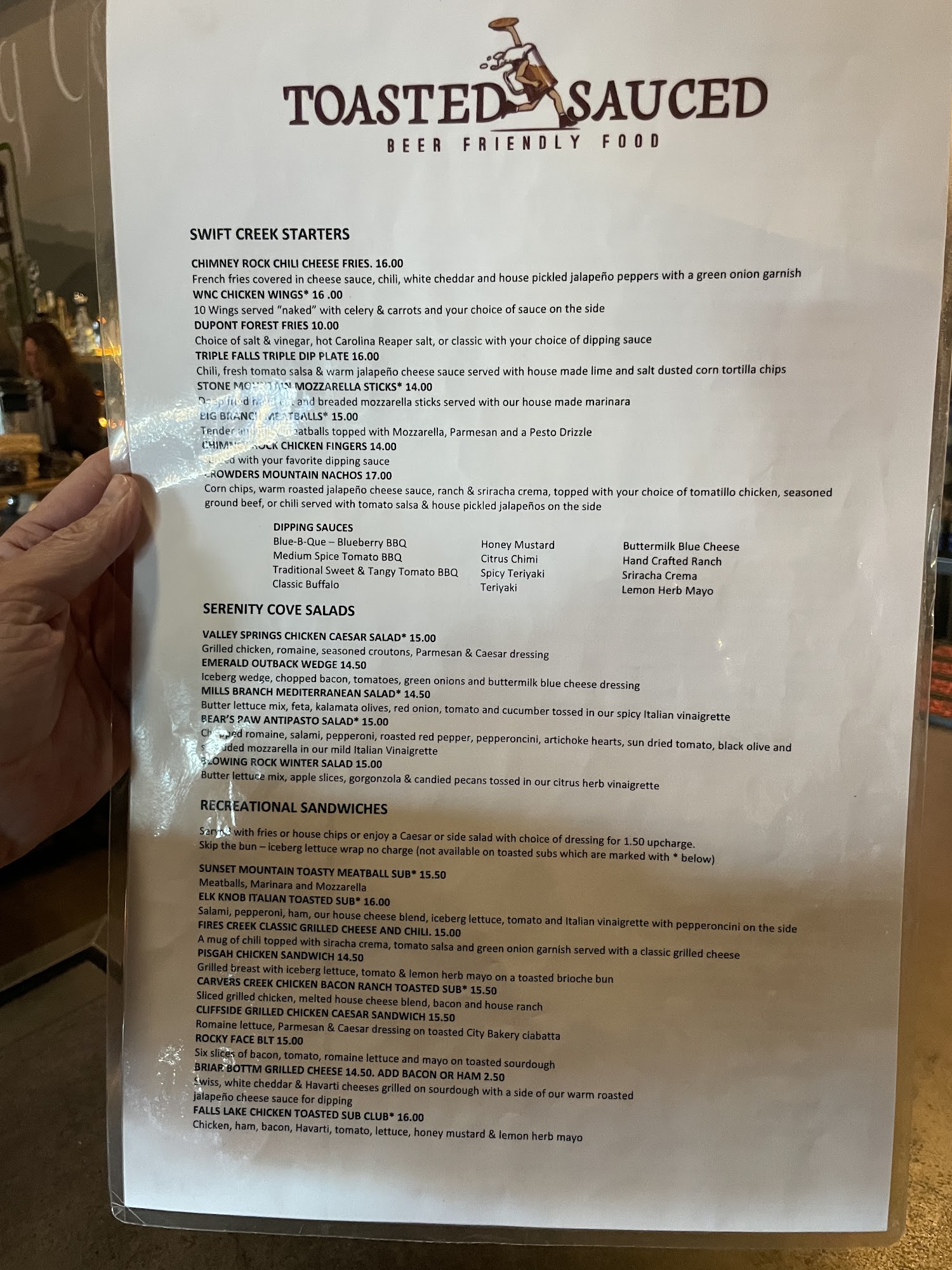 Toasted & Sauced by Craft Cookery Menu