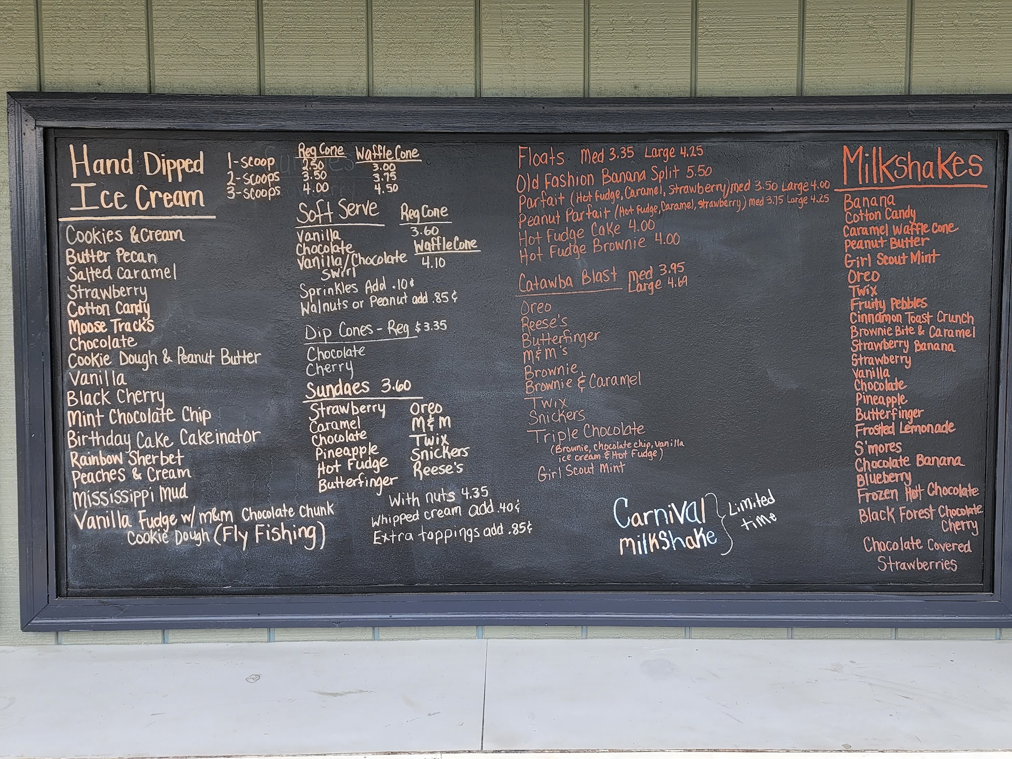 Catawba Cafe & Cones Menu