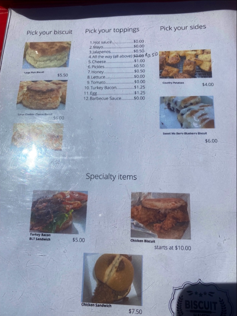 Biscuit Haven Menu