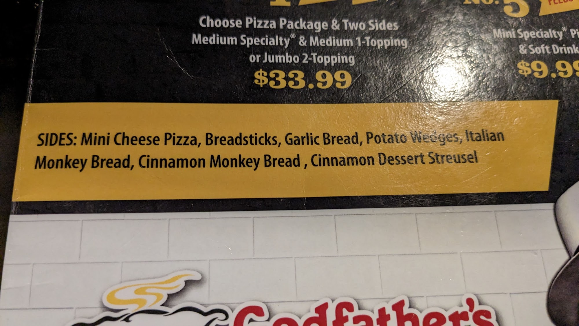 Godfather's Pizza Menu
