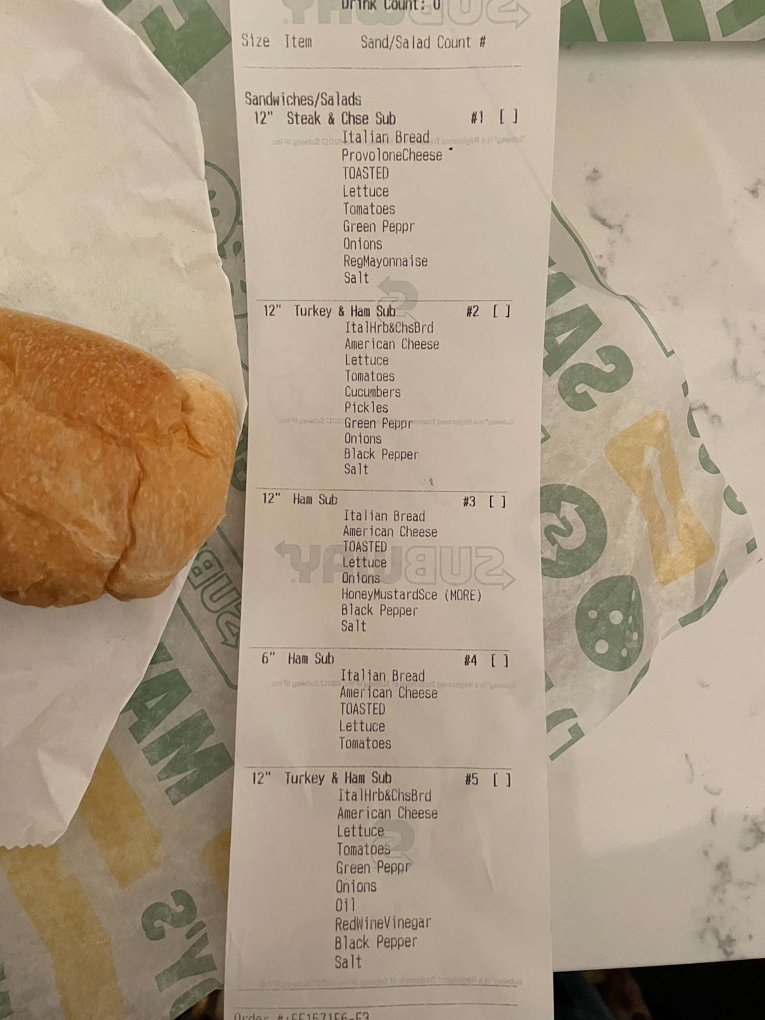 Subway Menu