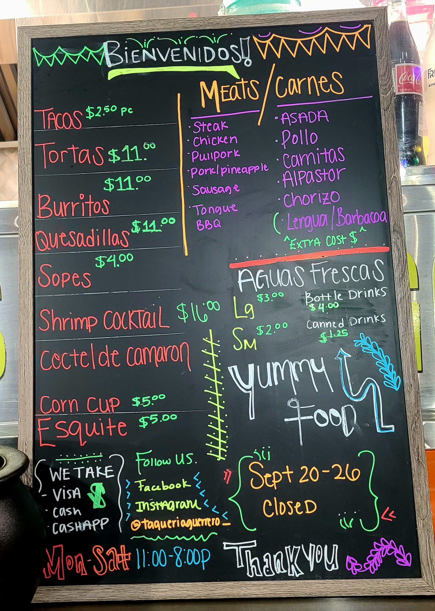 Taqueria Guerrero Food Truck Menu