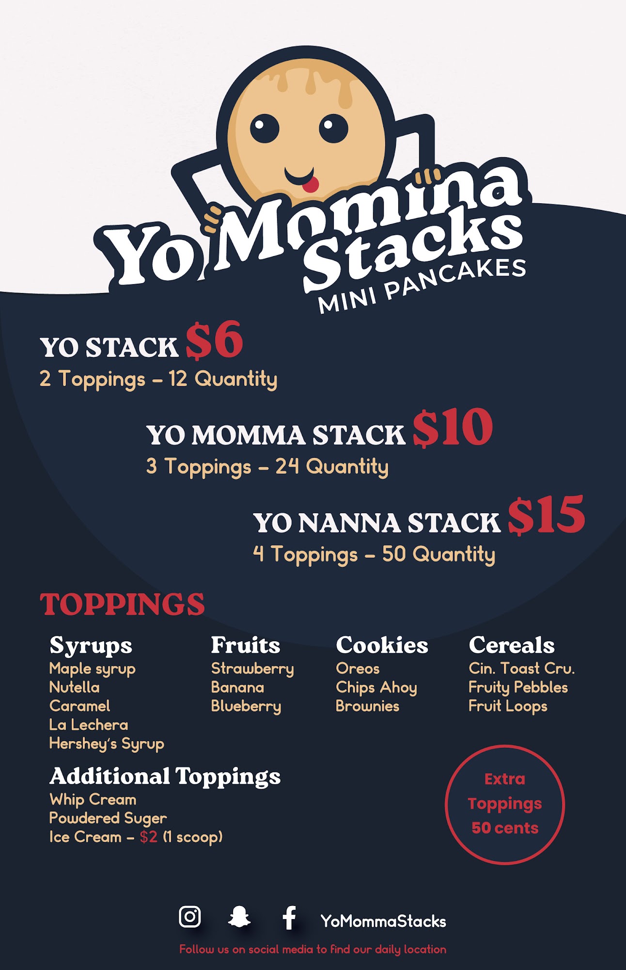Yo Momma Stacks Menu