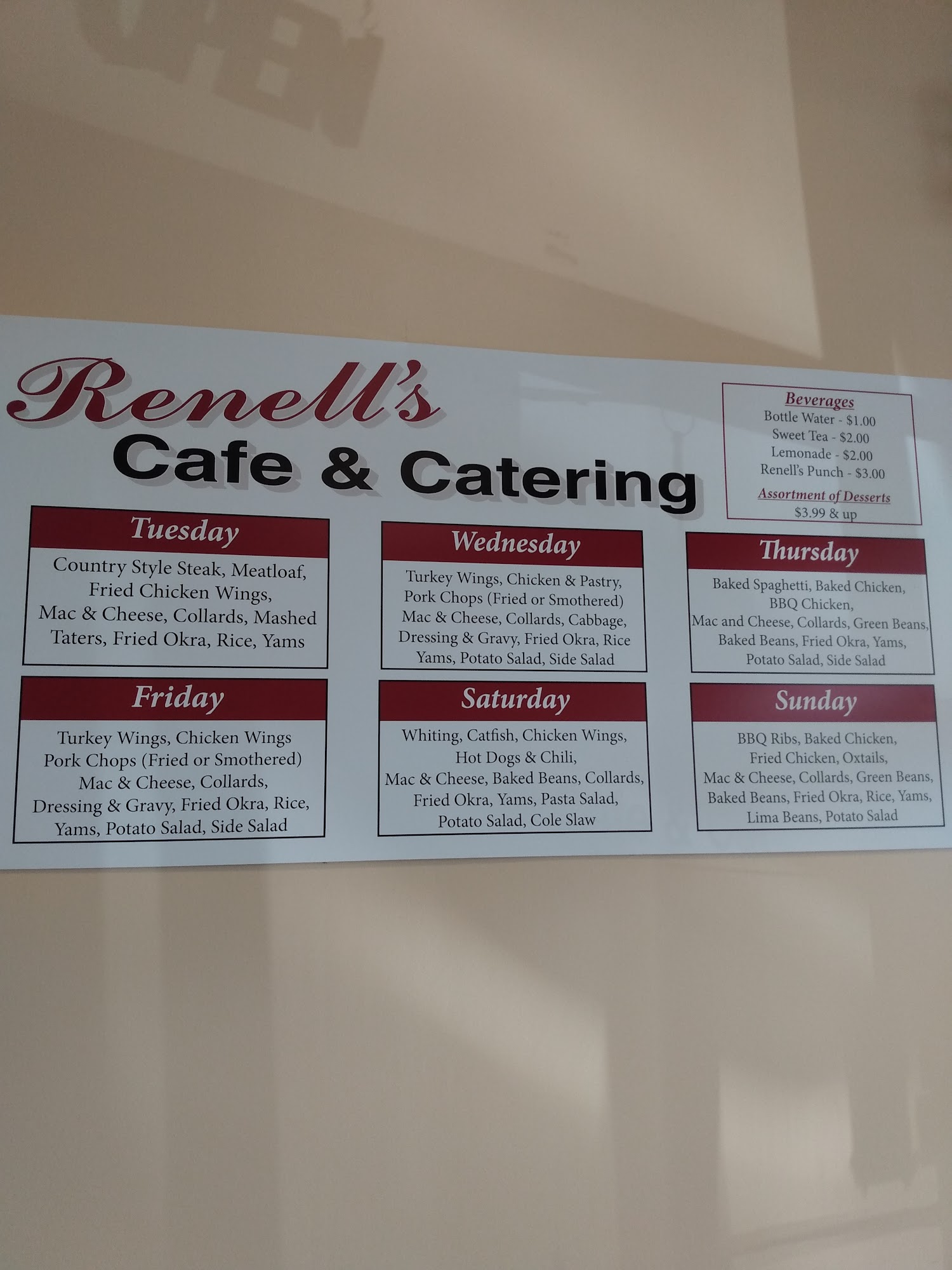 Renell's Cafe and Catering Menu