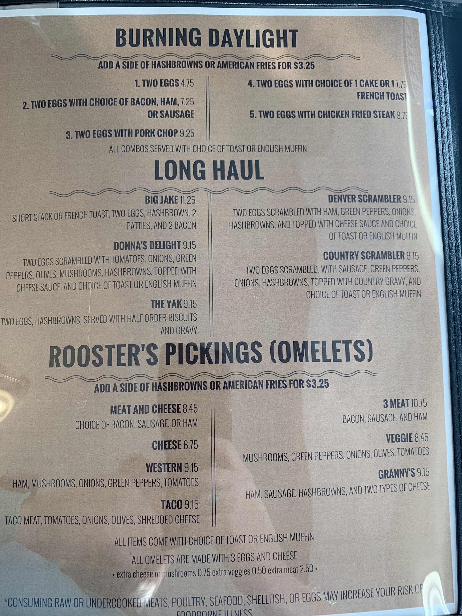 Sisters Kitchen Menu