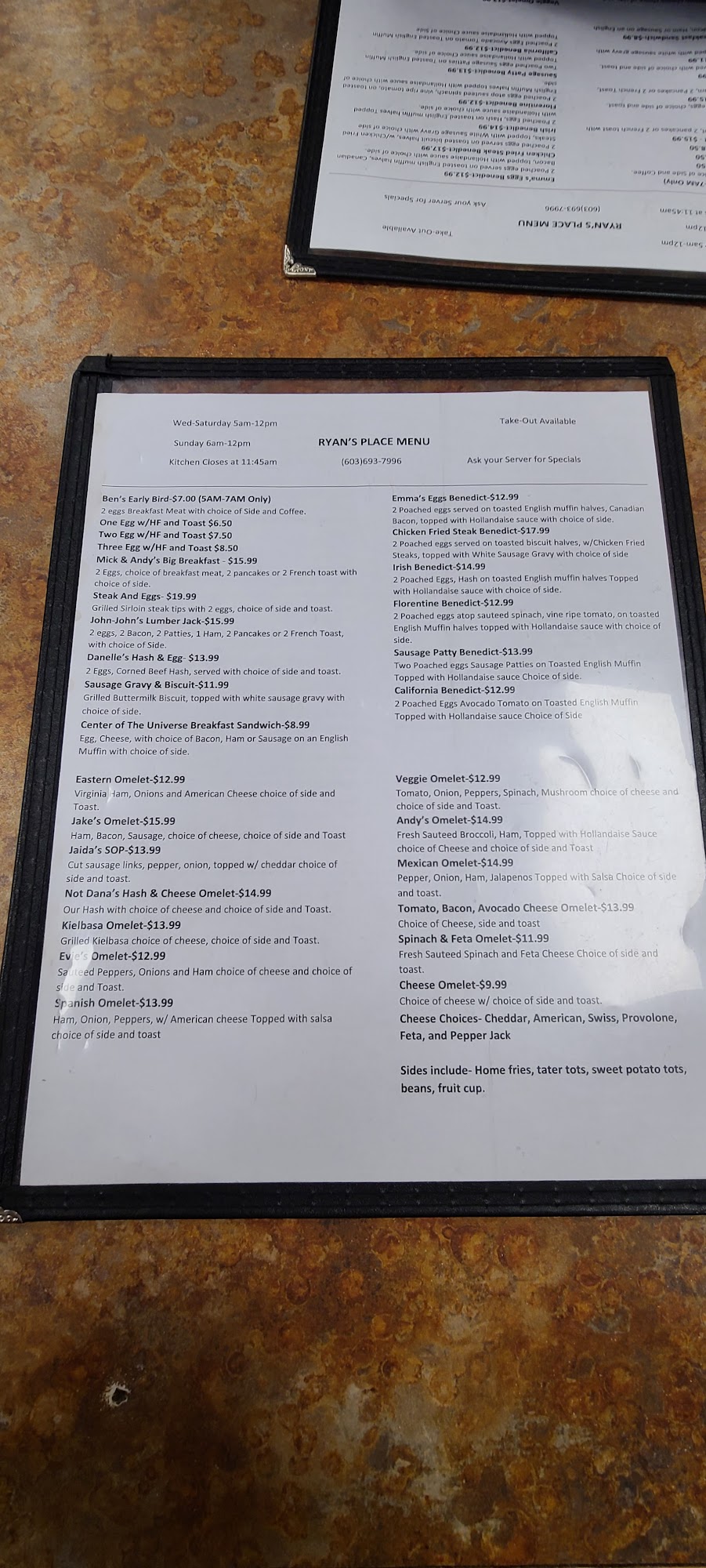 Danielle's Diner Menu