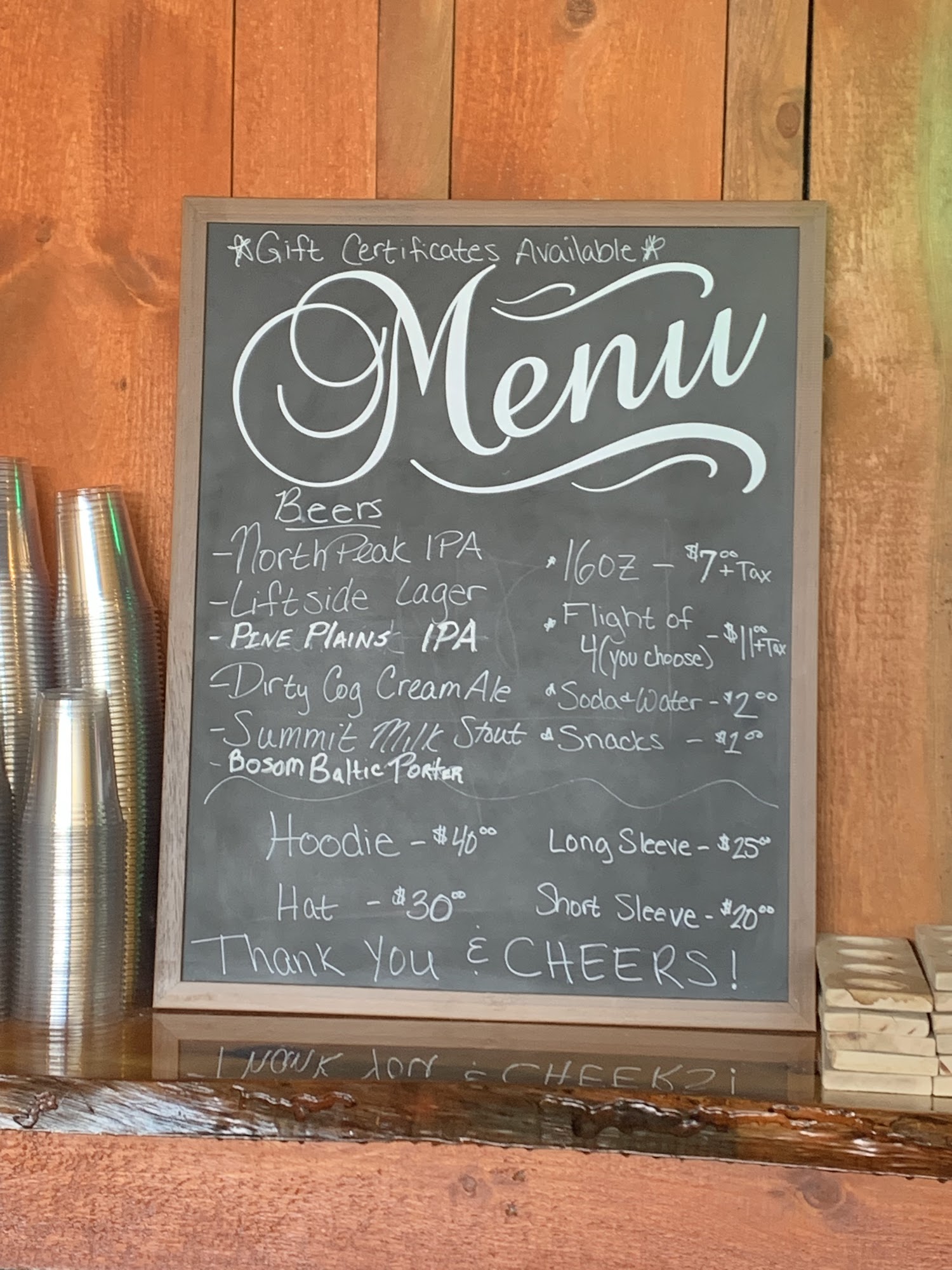Mountain Base Brewery Menu