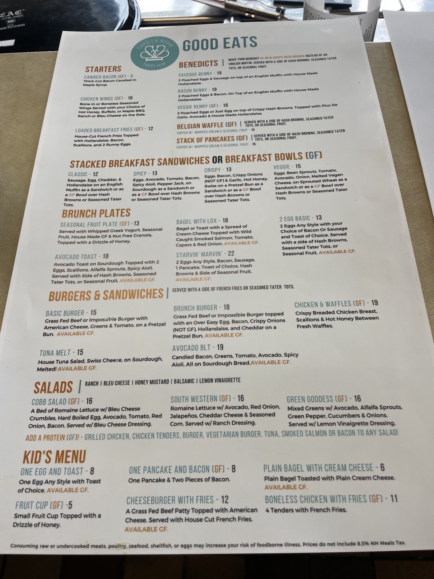 Café la Reine - North End Menu