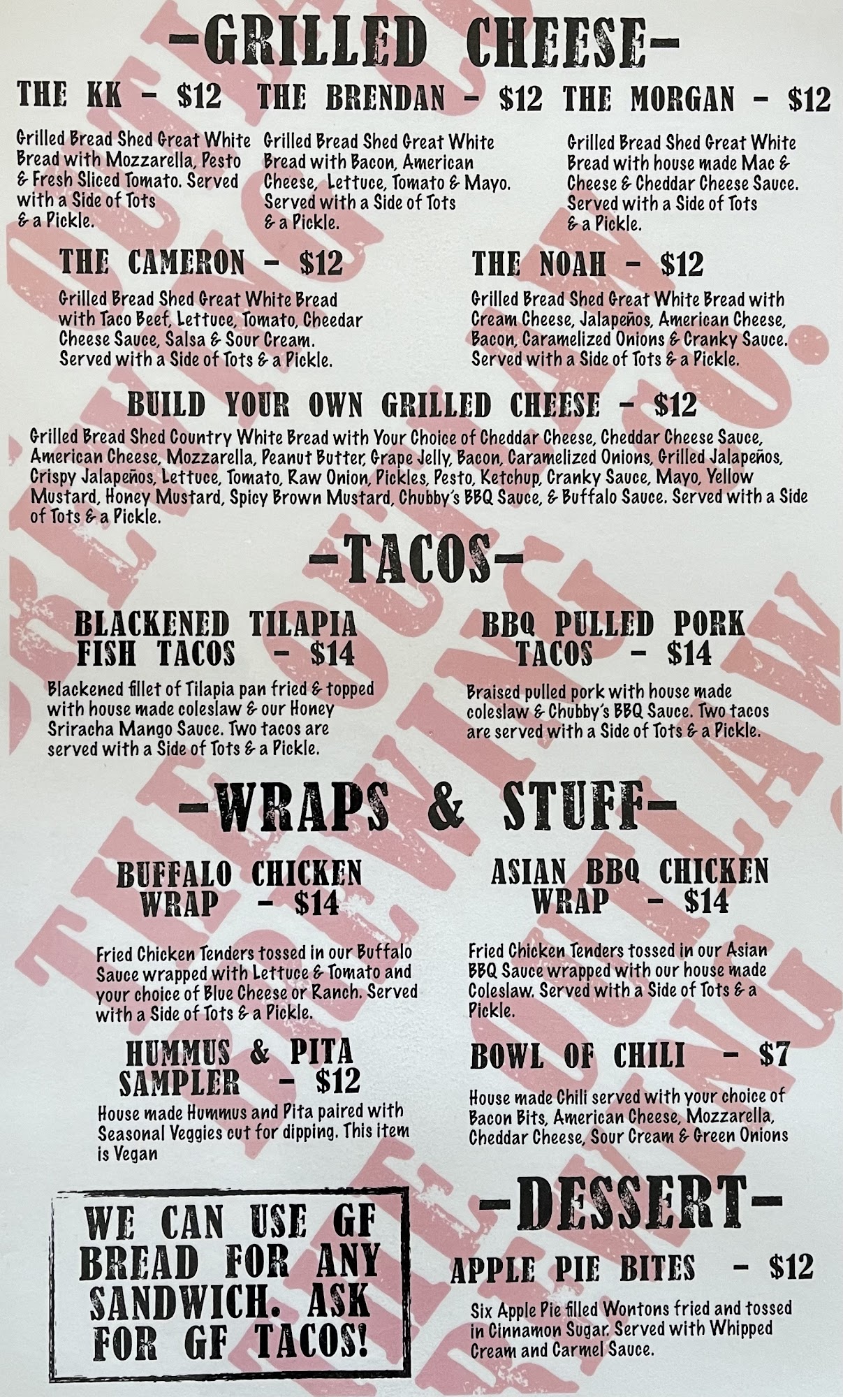 The Outlaw Kitchen Menu