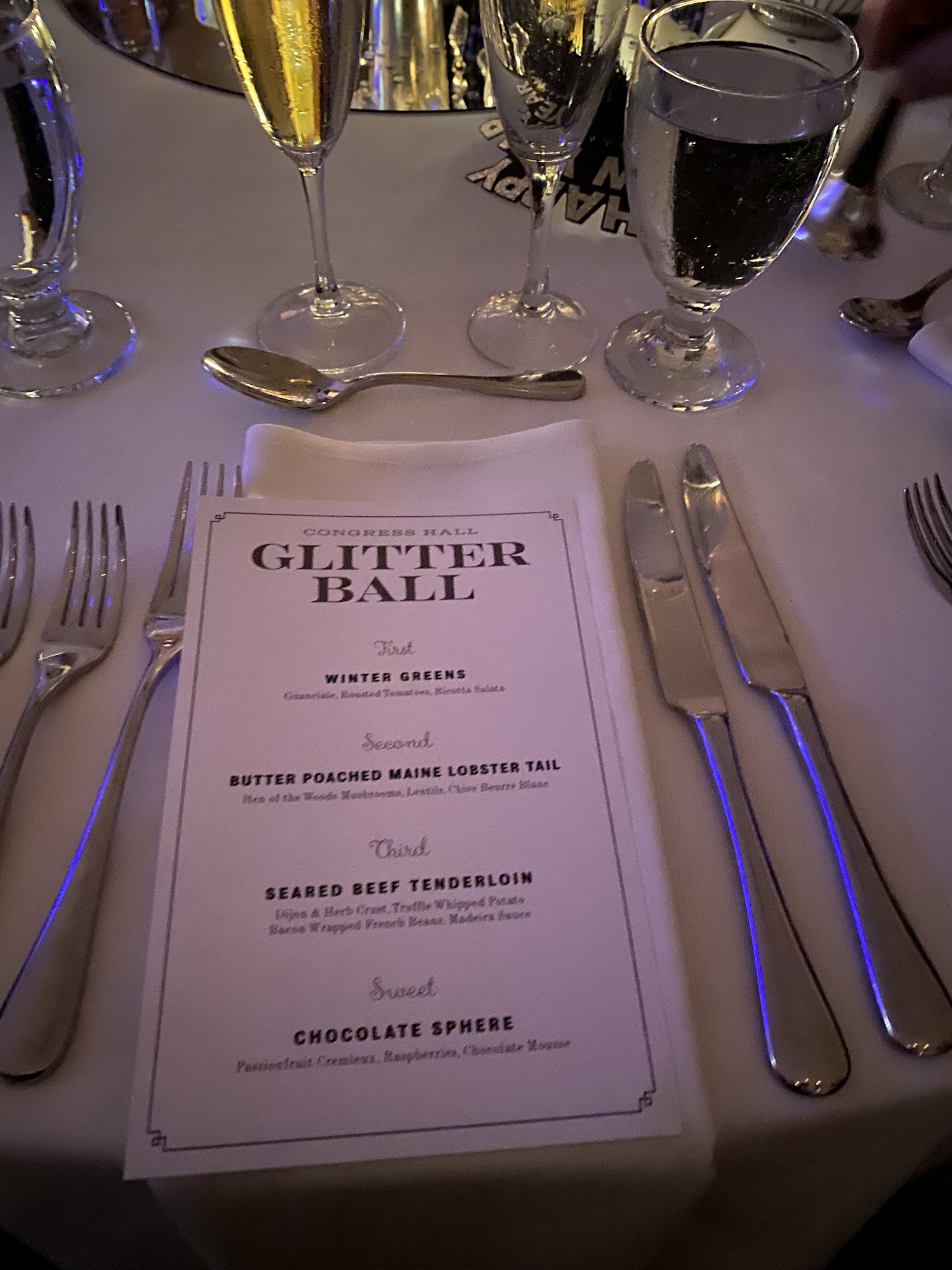 Events at Congress Hall Menu