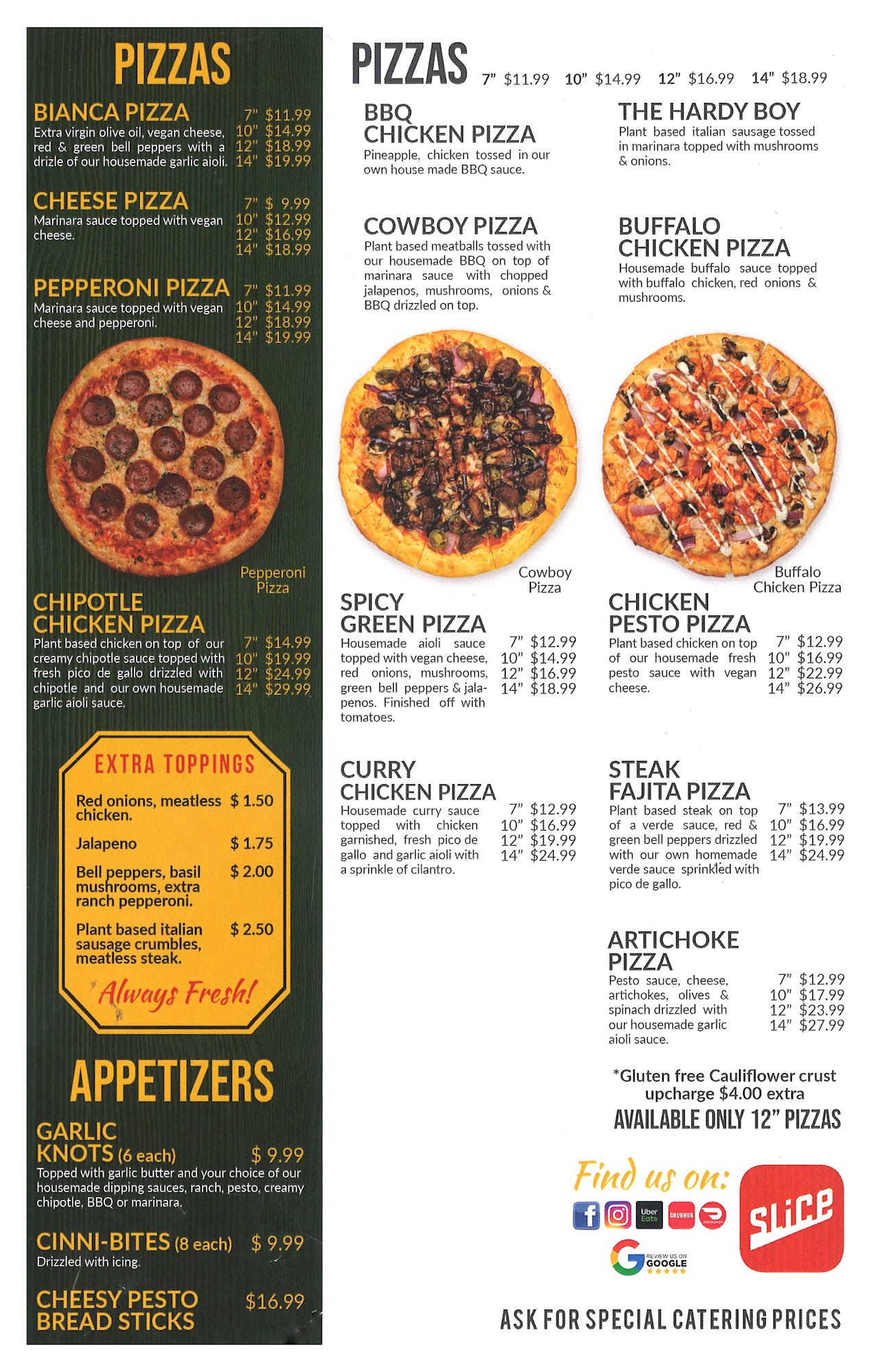 Pizzeria Halt Menu