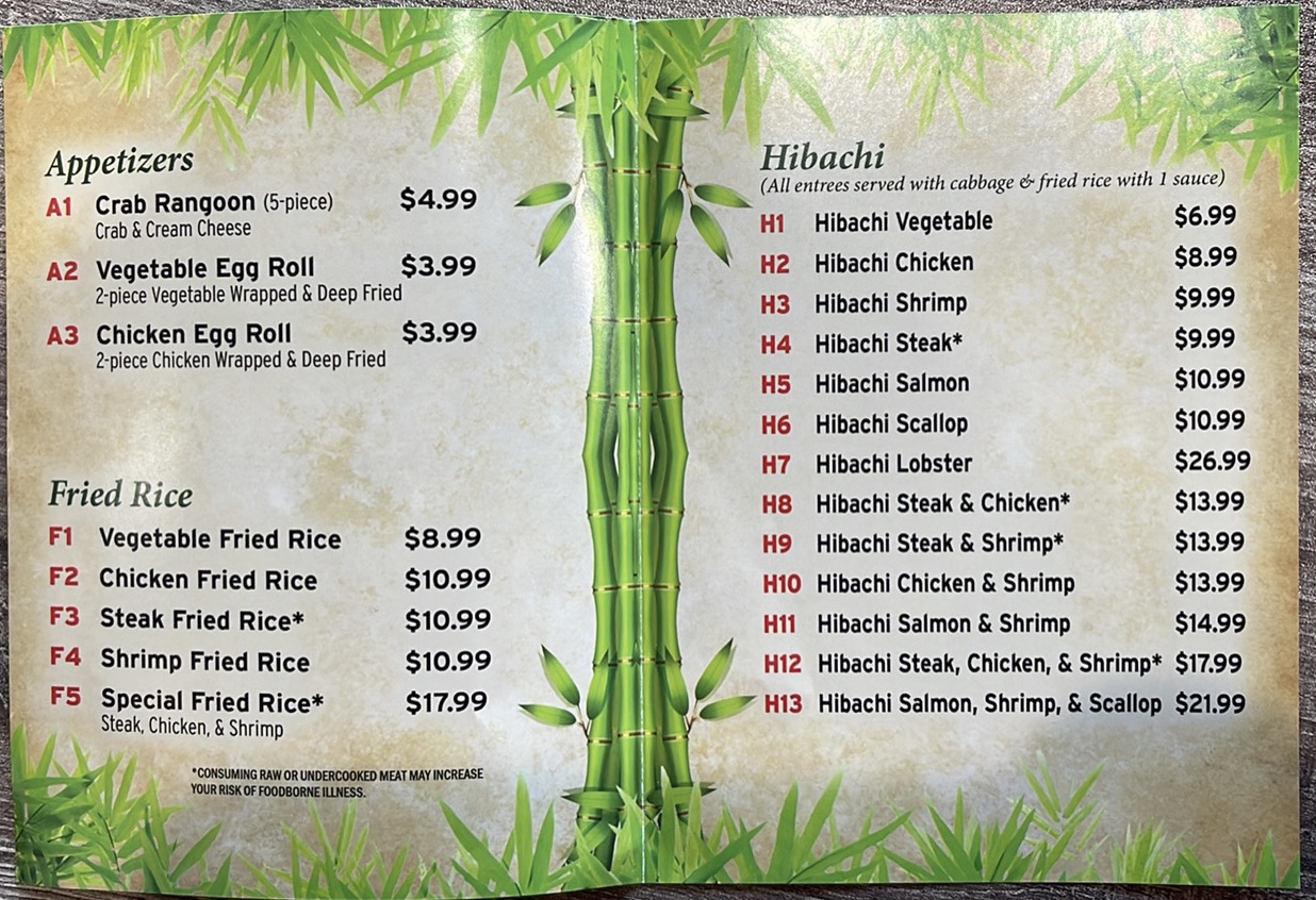 Hibachi Express Edison Menu