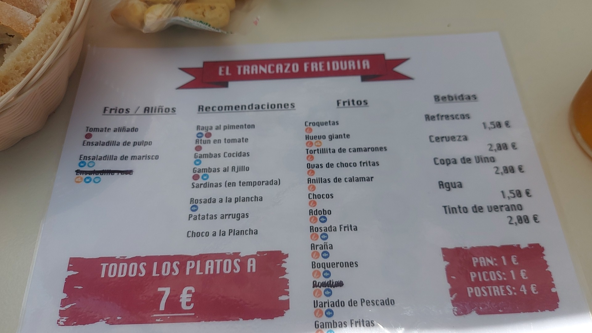 El Trancazo Restaurant & Bakery Menu