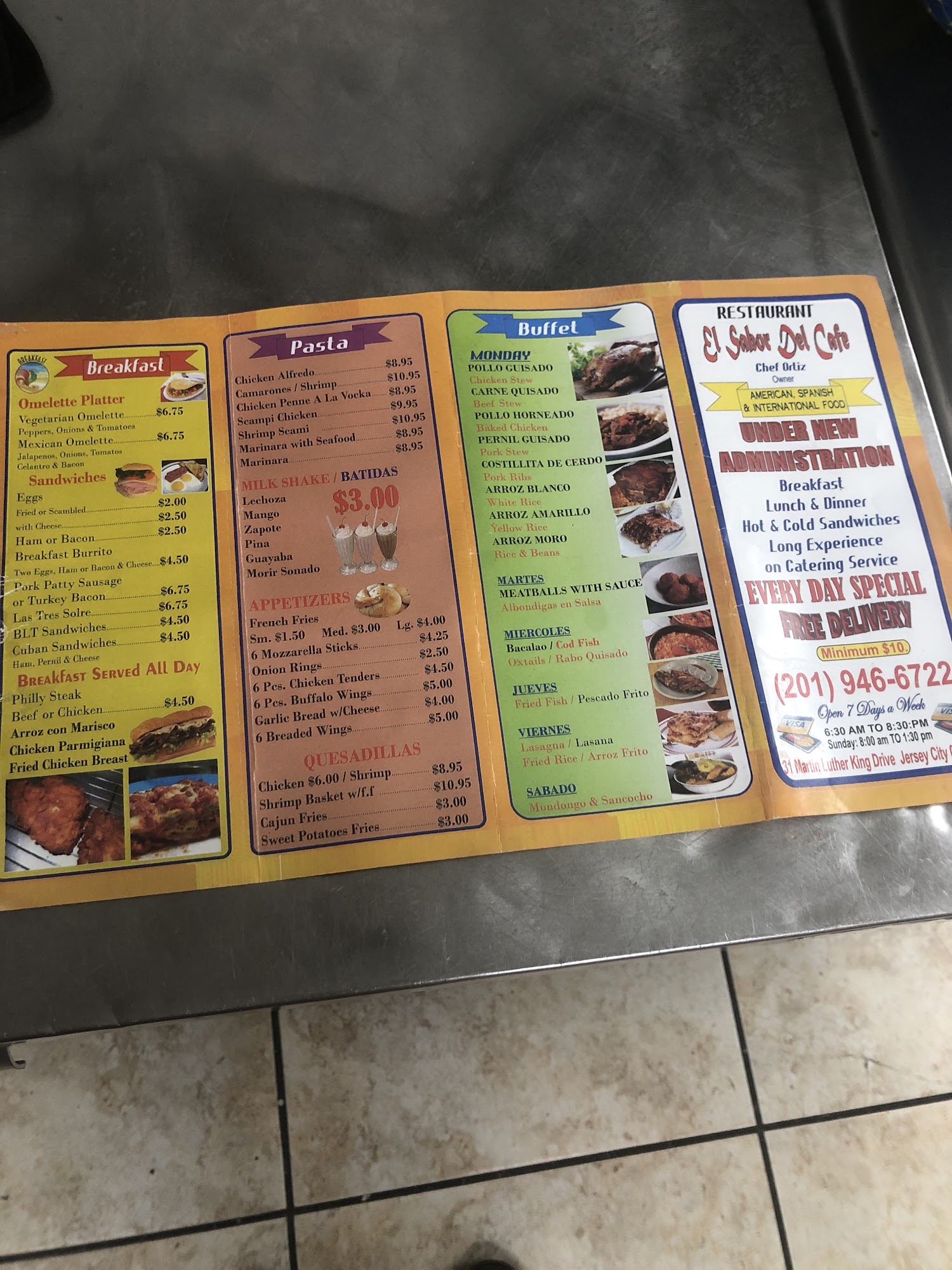 El Sabor Del Cafe Restaurante Menu