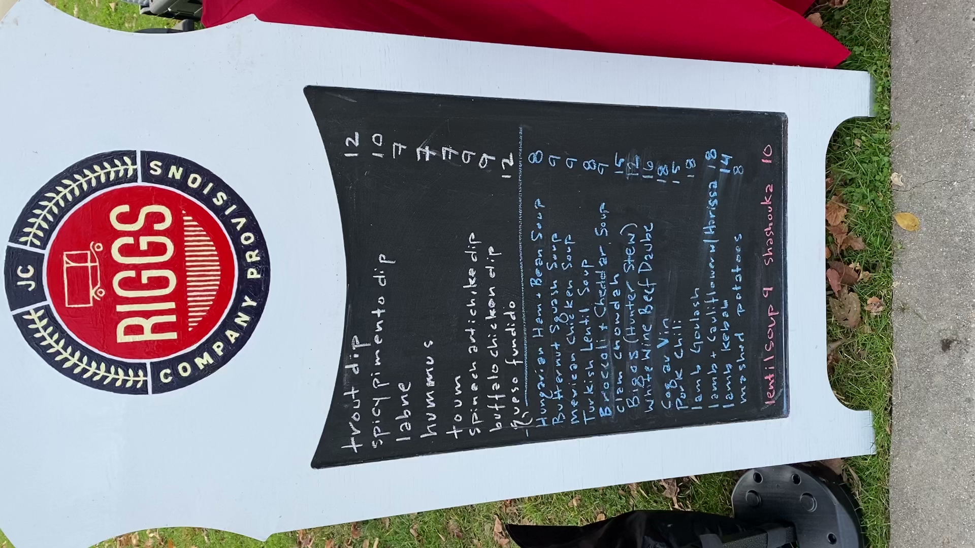 Riggs Company Provisions Menu