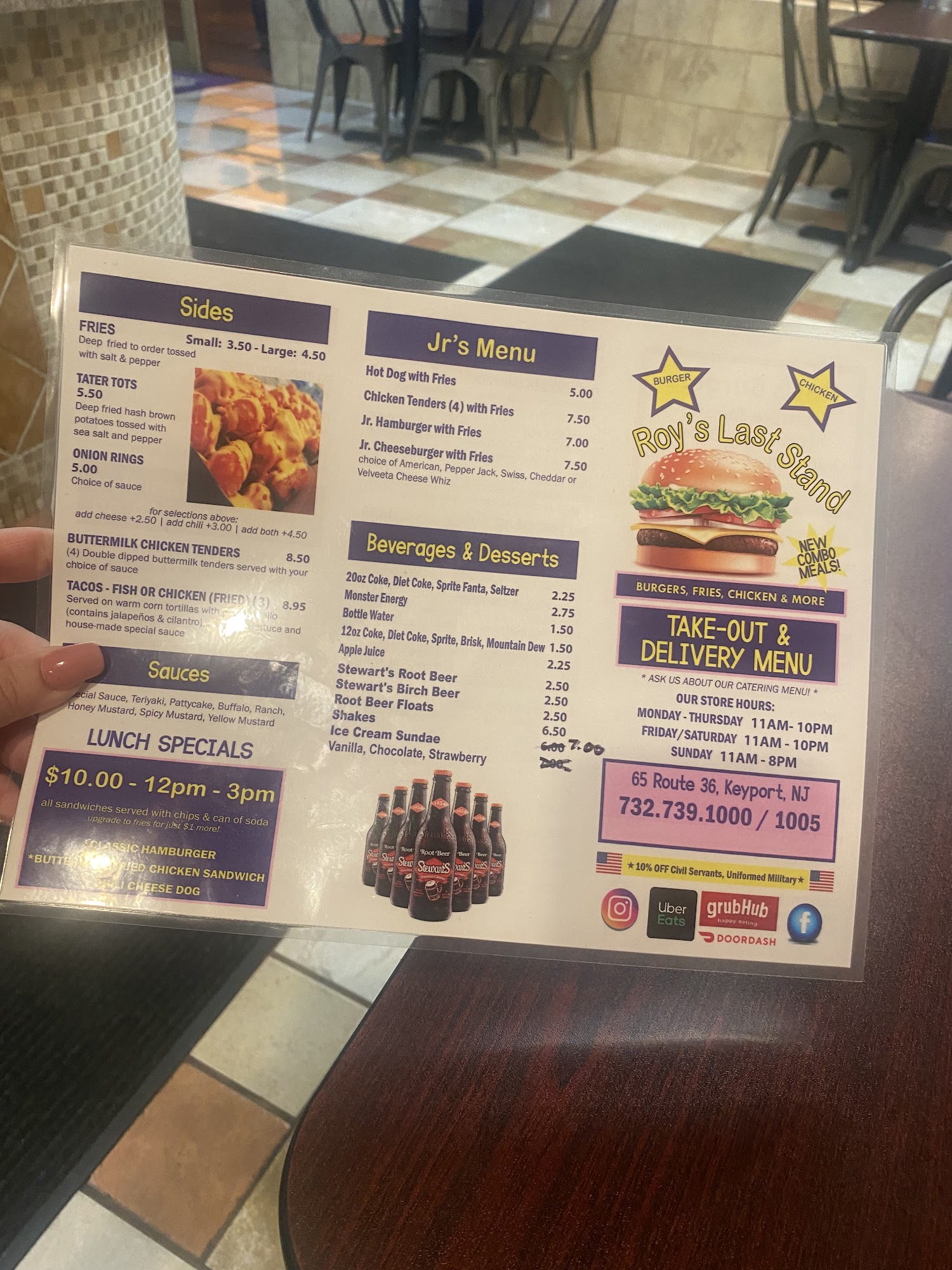 Roy's Last Stand Menu