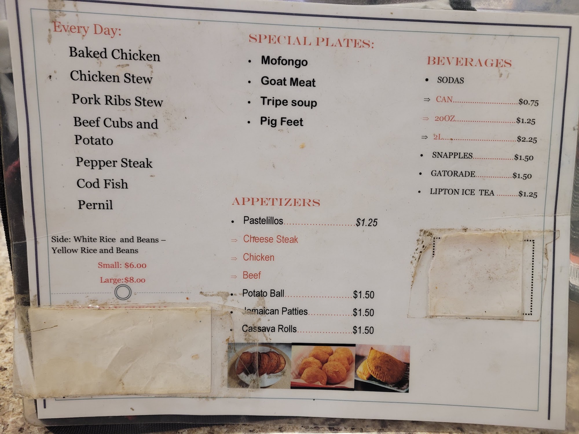 Pilar Caribbean Restaurant Menu