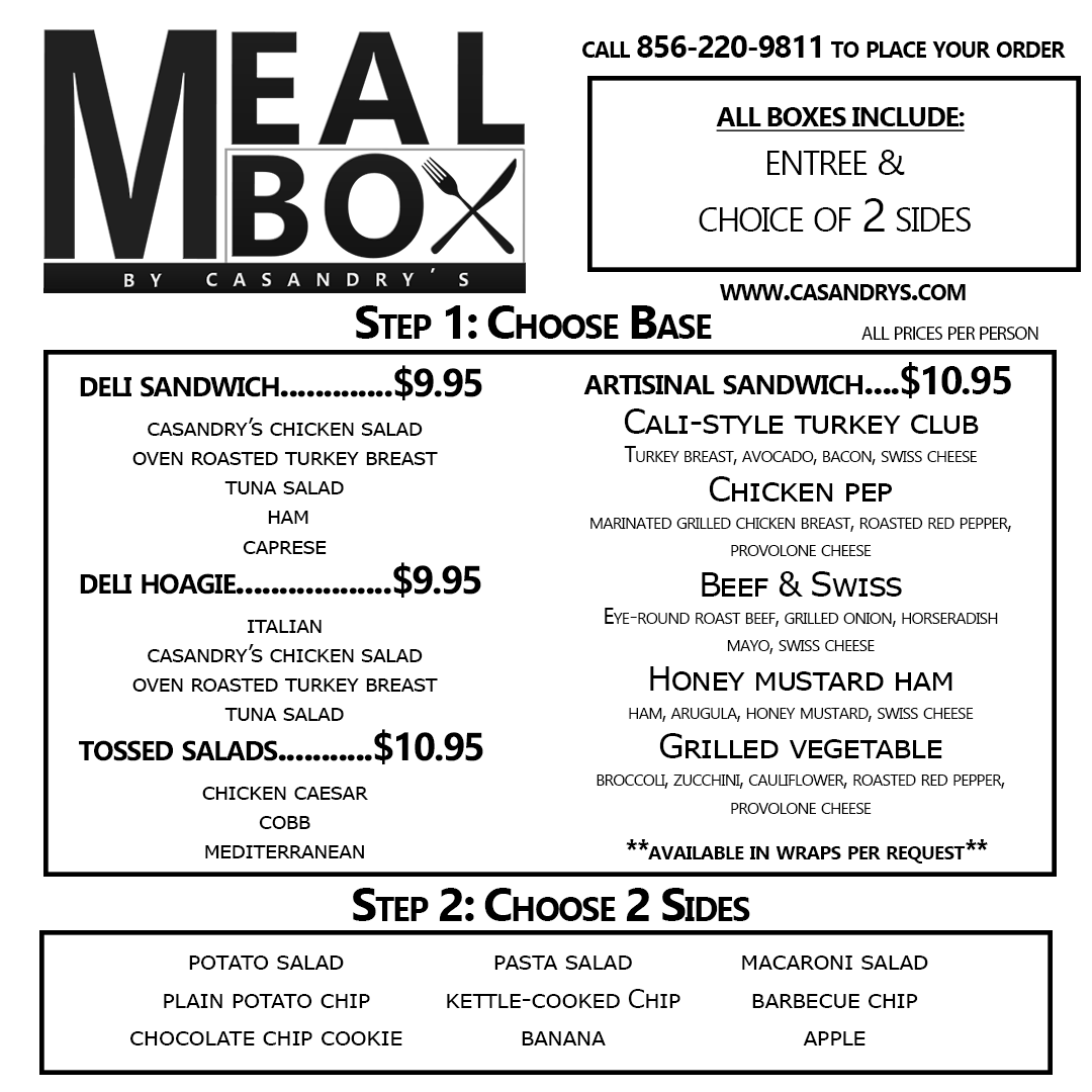 Casandry's Catering Menu