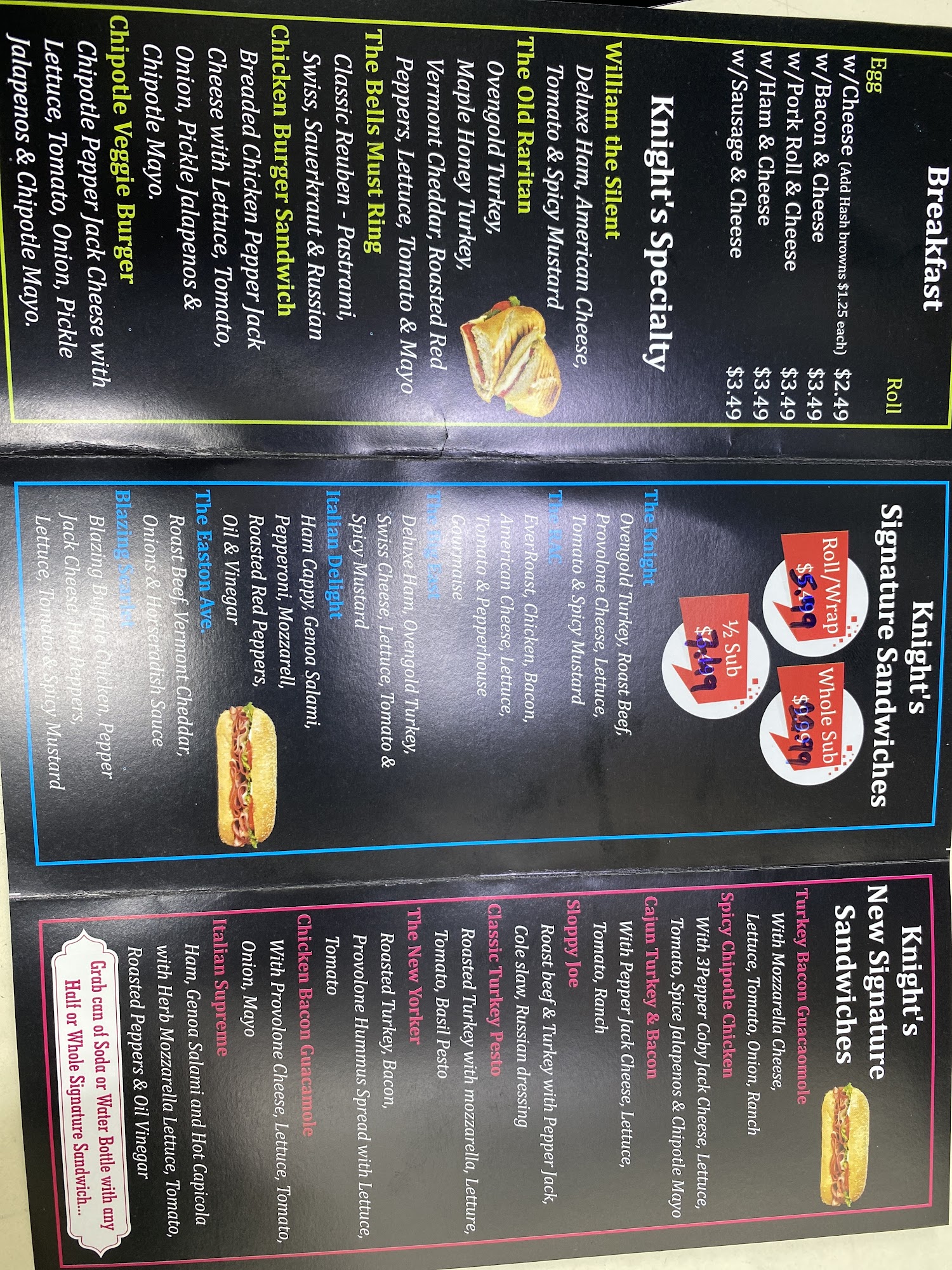 Knight's Deli Menu