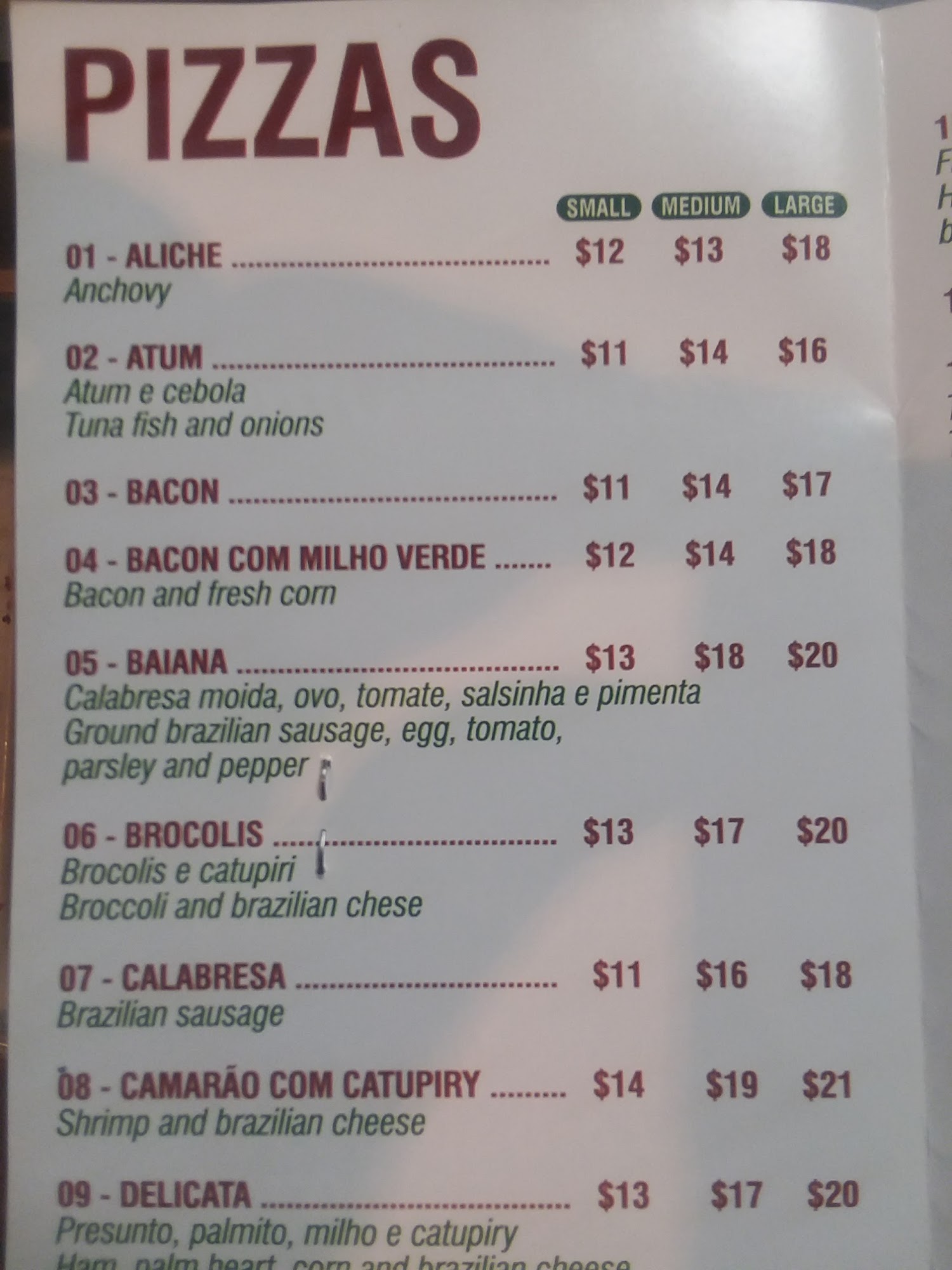 Per te amore pizzas Fried Pizza Menu