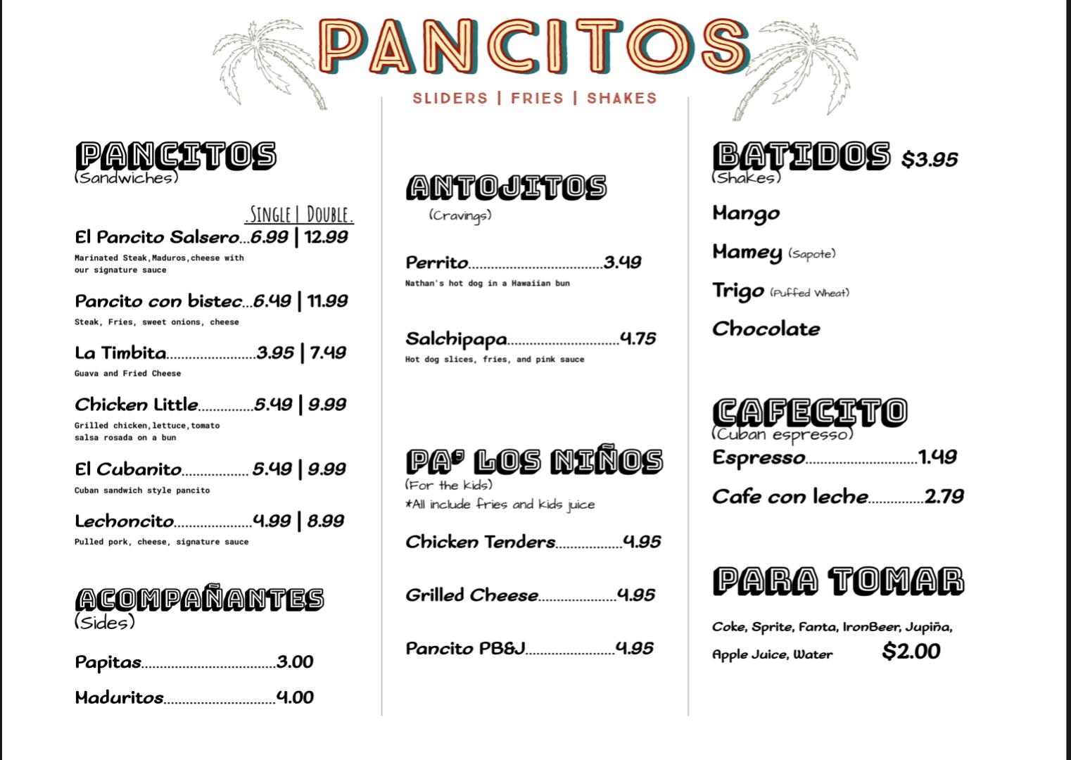 Pancitos Menu