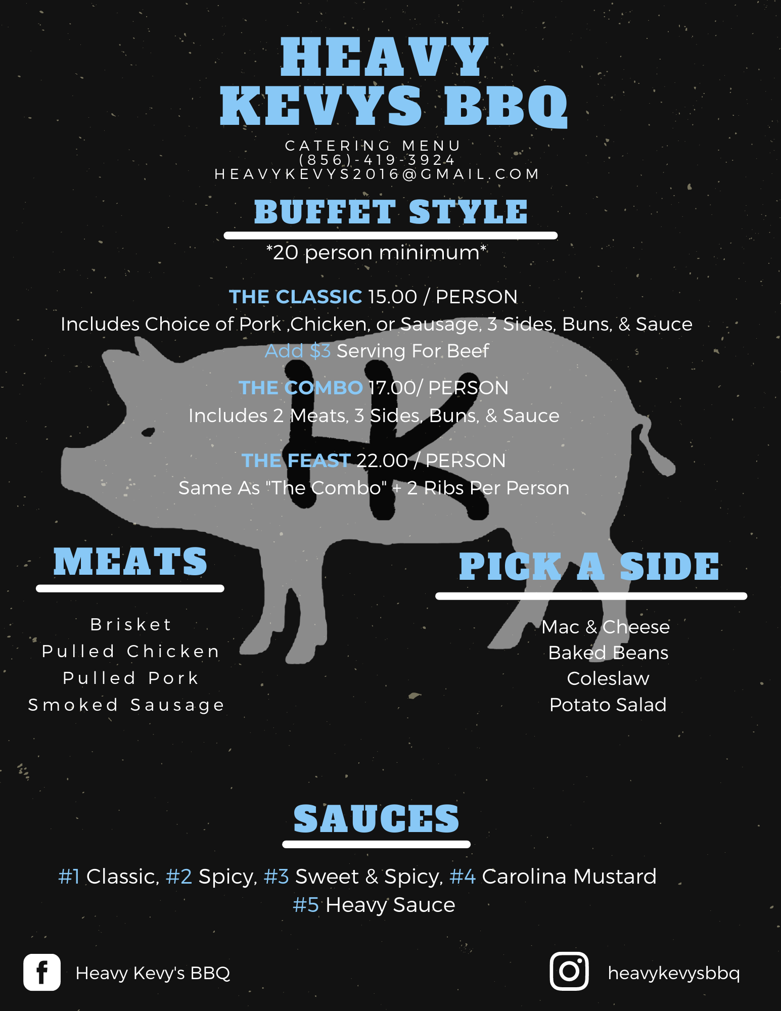 Heavy Kevy's Barbecue Menu