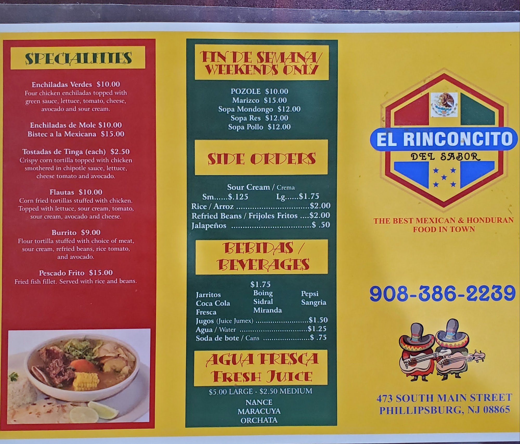 El rinconcito del sabor Menu