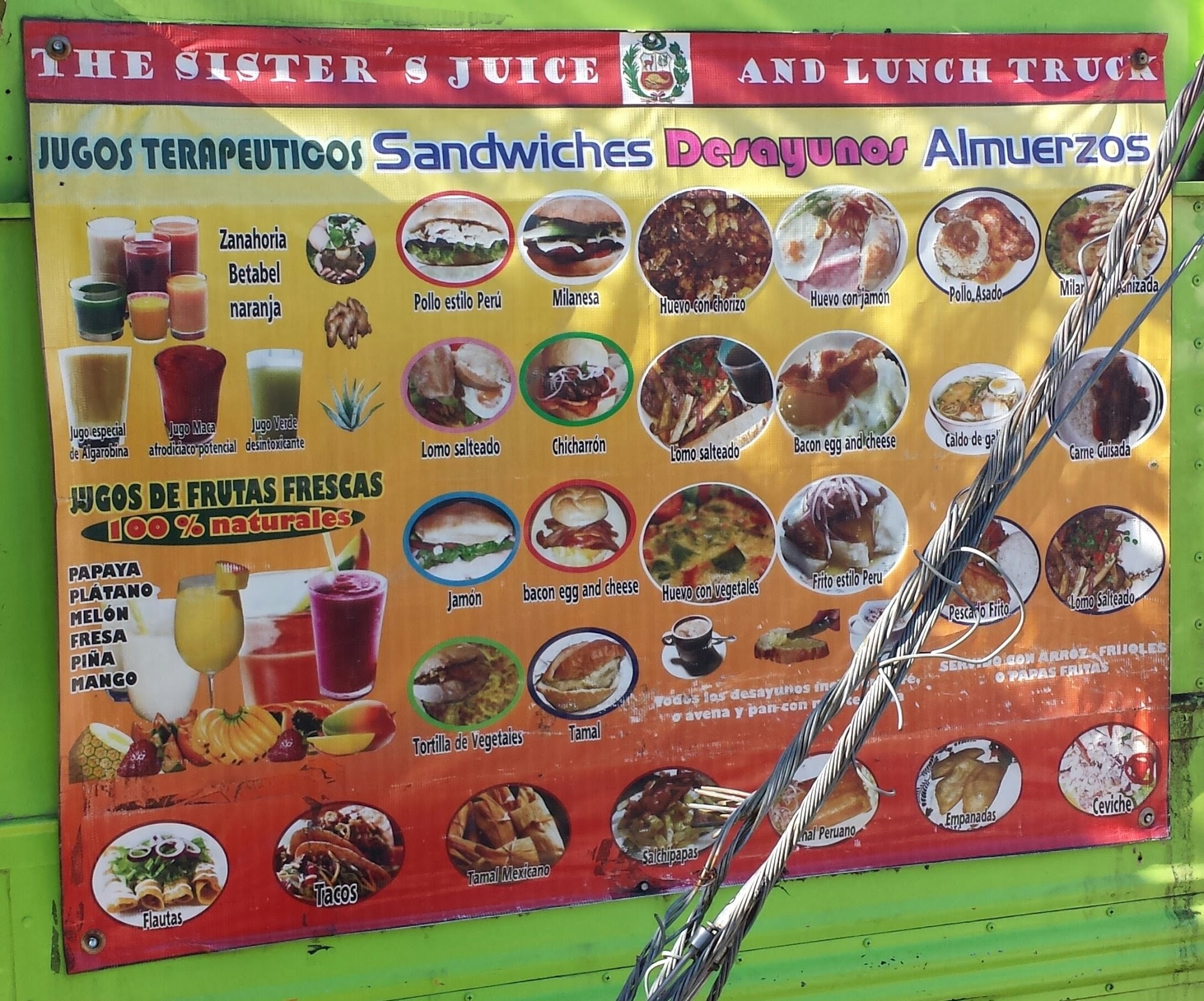 the sisters juice and lunch truck Menu