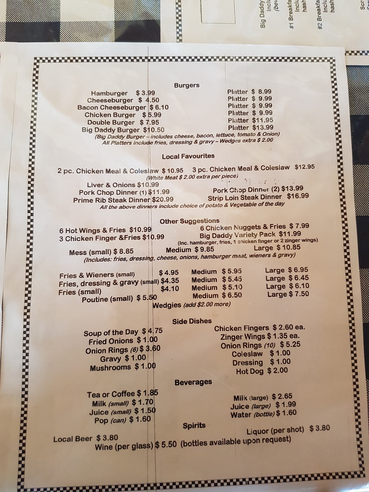 Boardwalk Bistro Menu