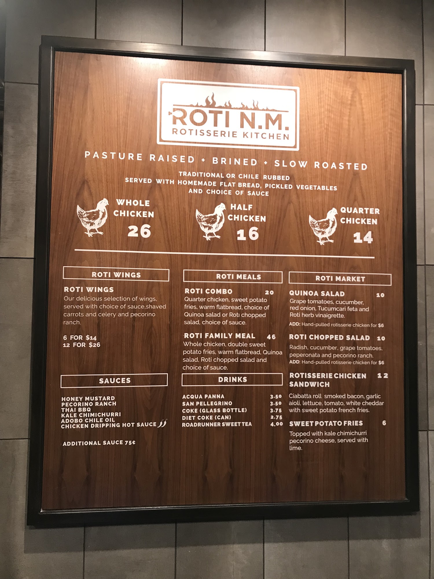 Roti N.M. Rotisserie Chicken Menu