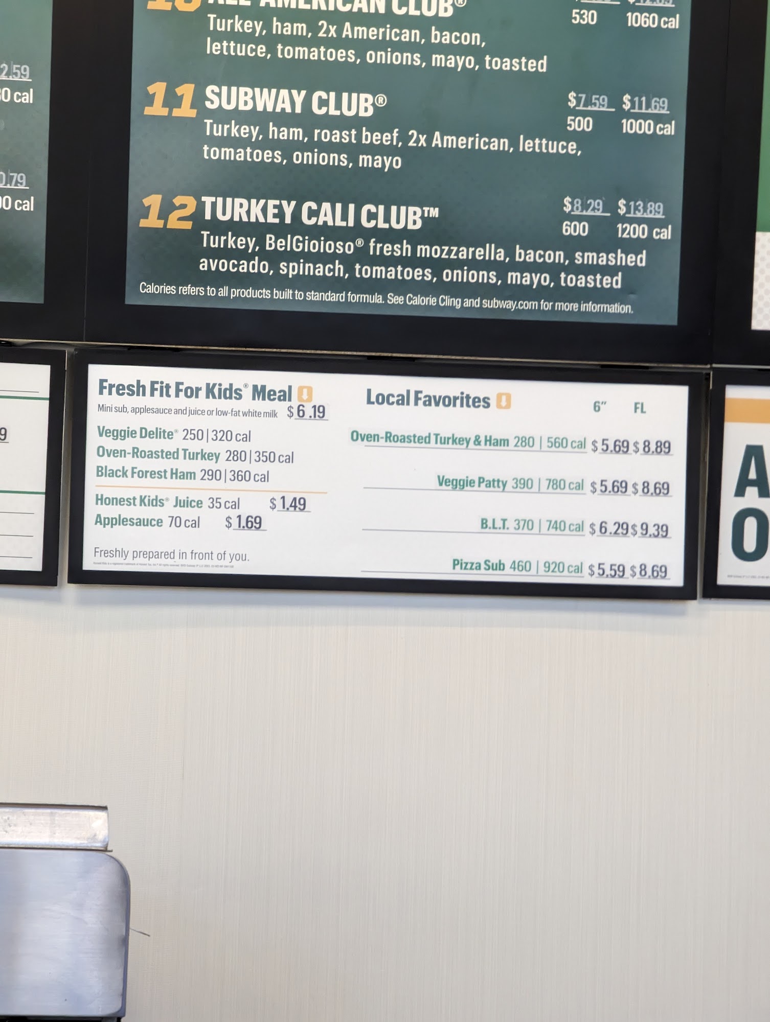 Subway Menu
