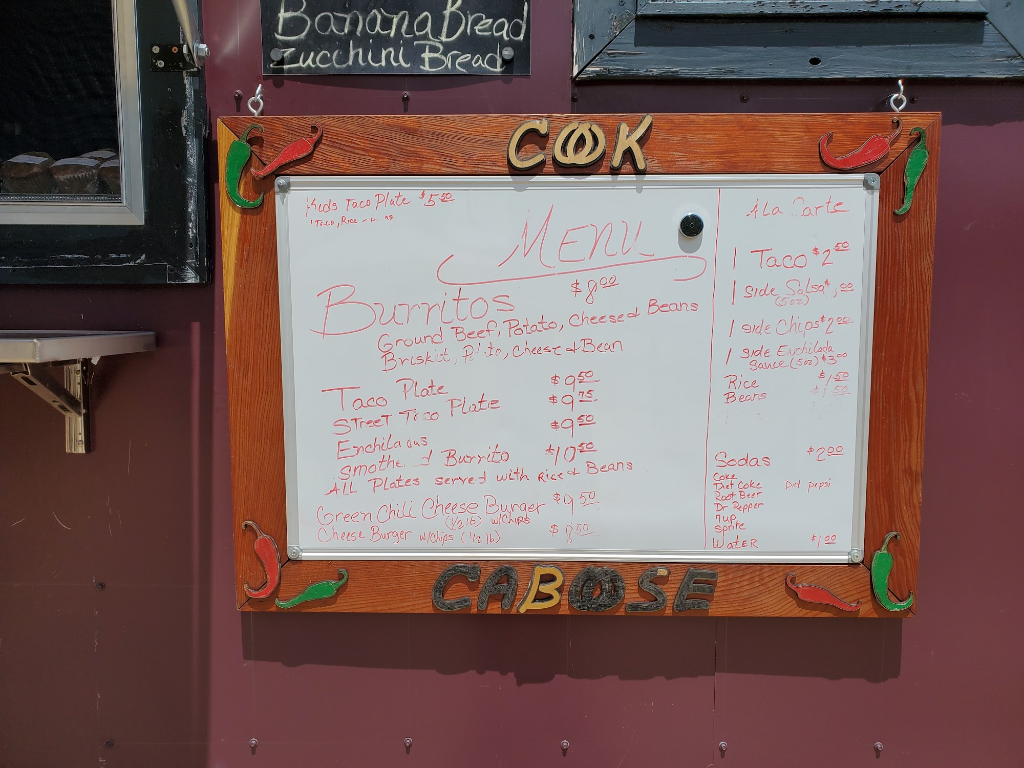 Cook Caboose Menu