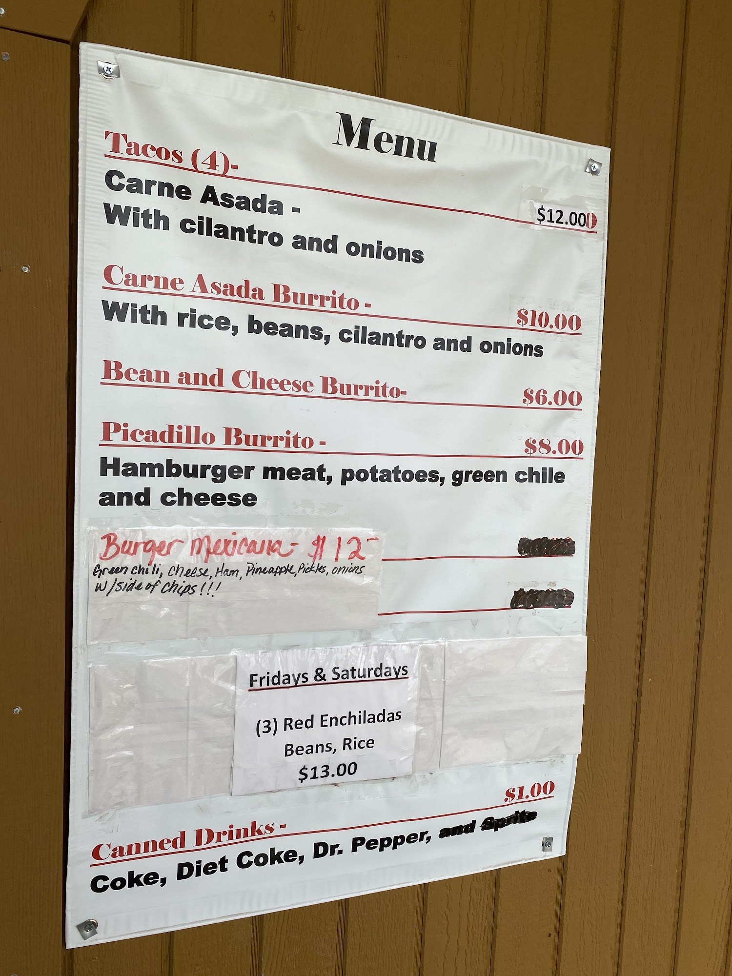 Toni’s Mexican Grill Menu