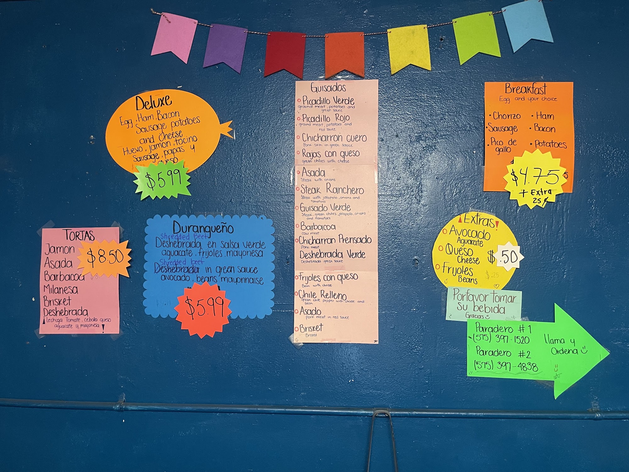 El Paradero Gordas y Burros Menu