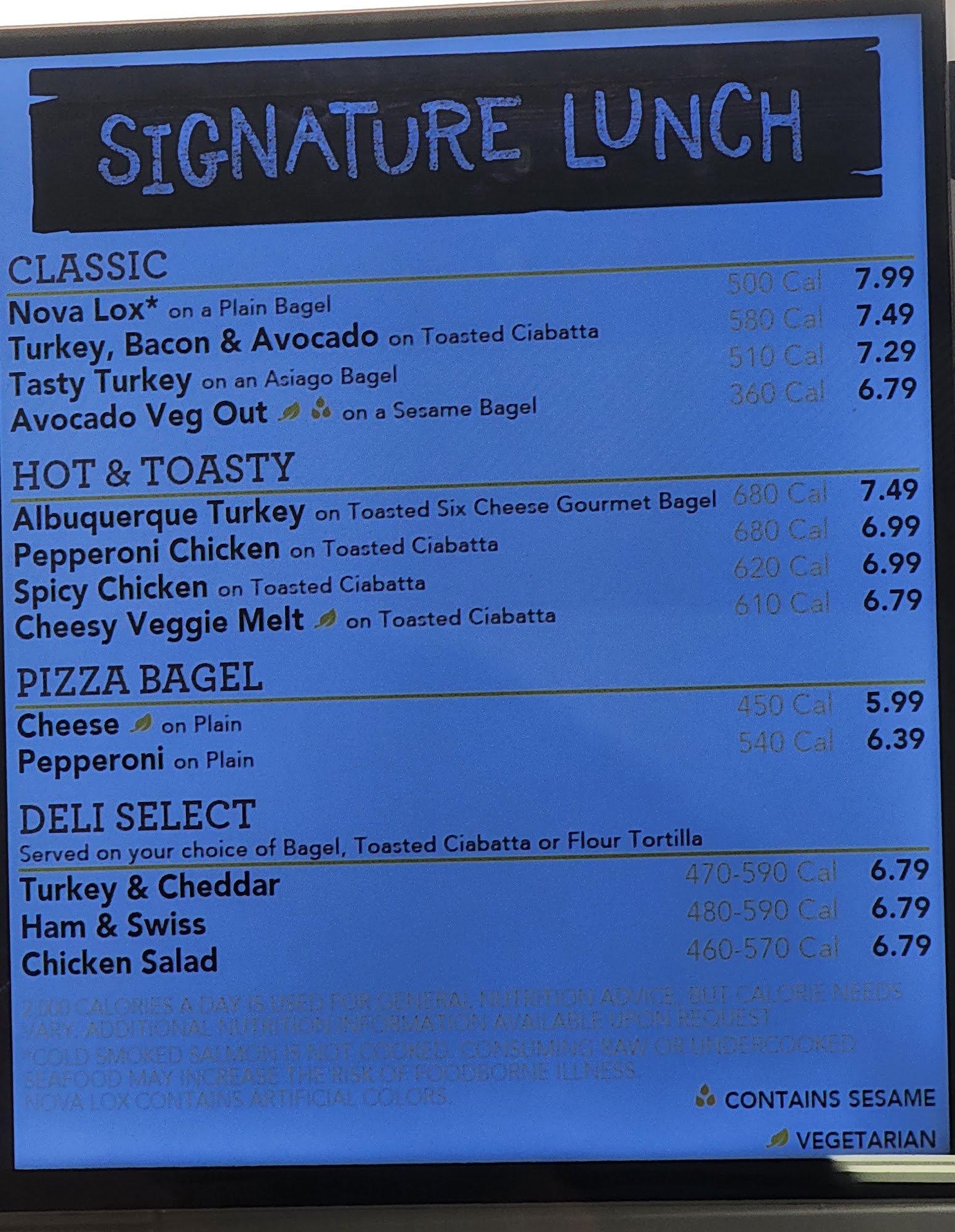 Einstein Bros. Bagels Menu