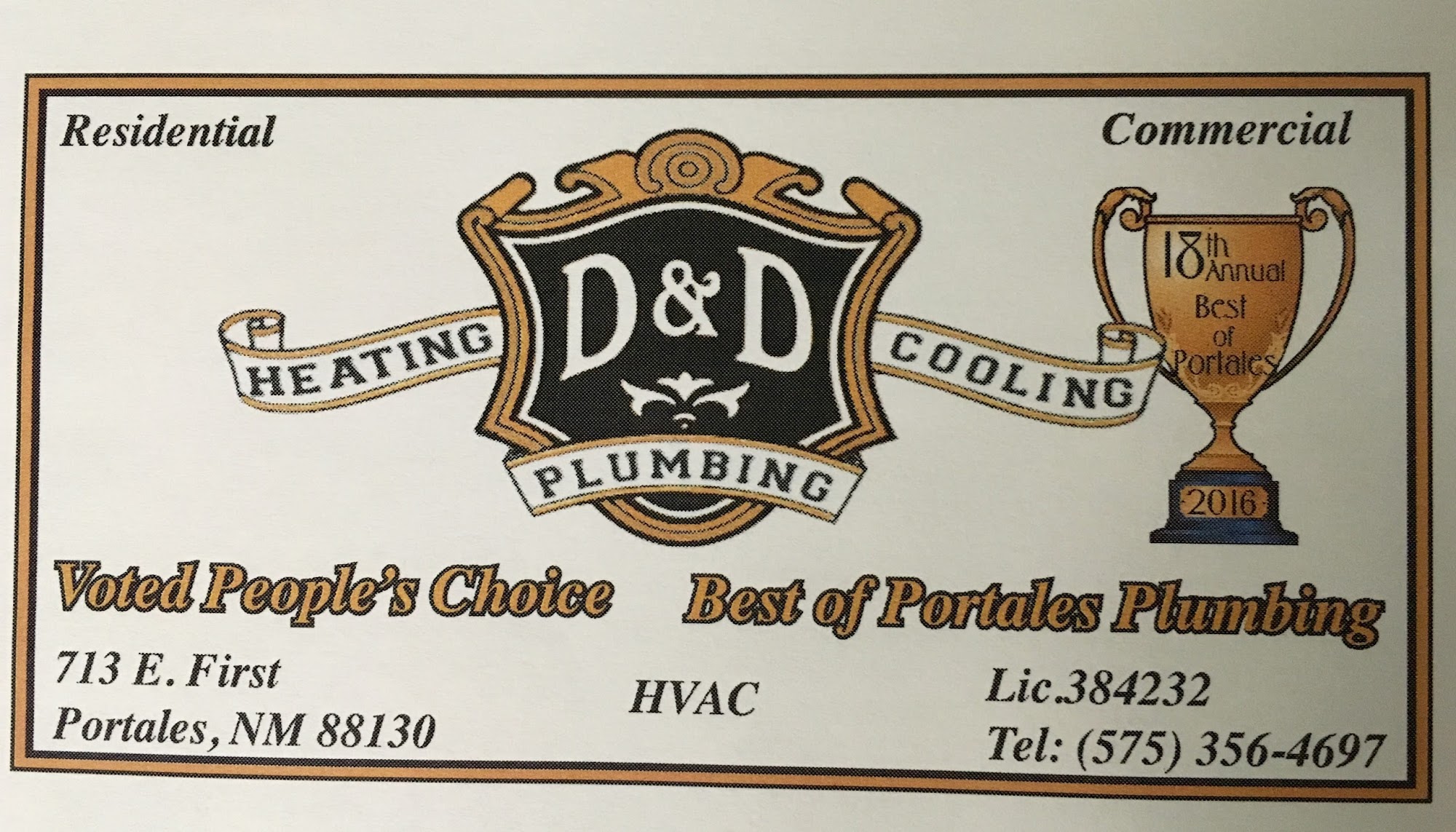 D & D Plumbing Heating & Cooling 713 E 1st St, Portales New Mexico 88130